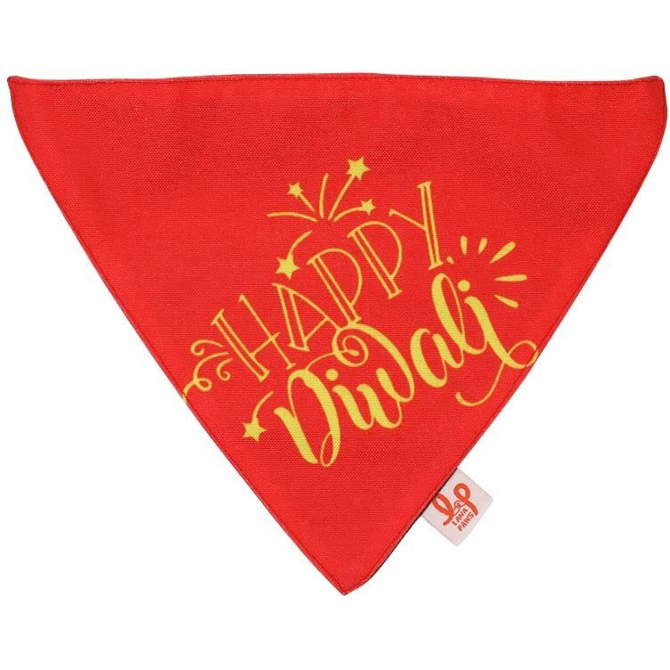 Lana Paws Adjustable & Comfortable Happy Diwali Dog Bandana Scarf, M-L