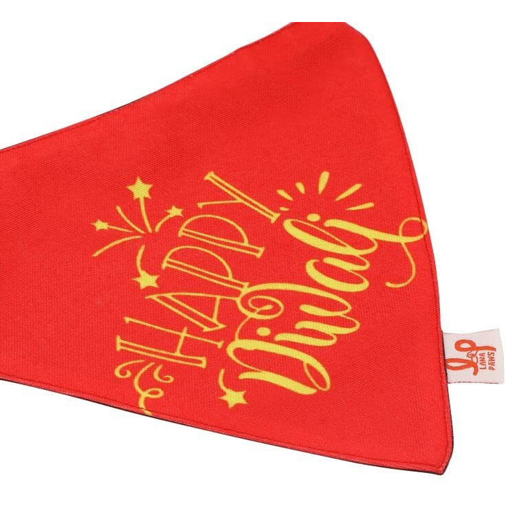 Lana Paws Adjustable & Comfortable Happy Diwali Dog Bandana Scarf, M-L