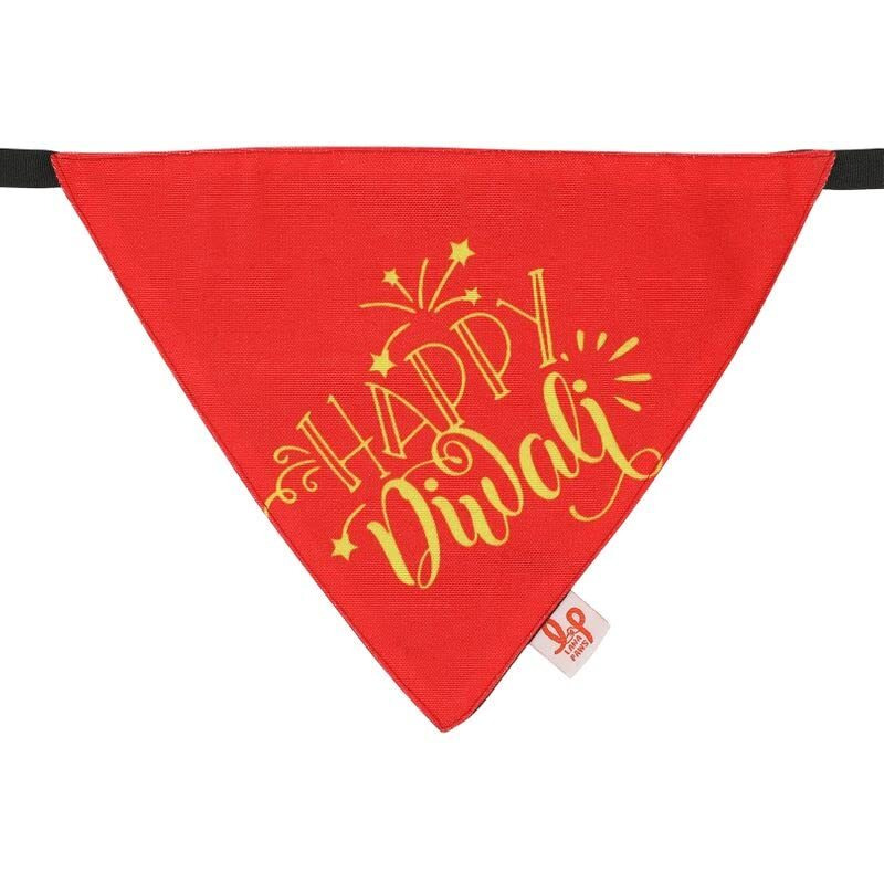 Lana Paws Adjustable & Comfortable Happy Diwali Dog Bandana Scarf, M-L