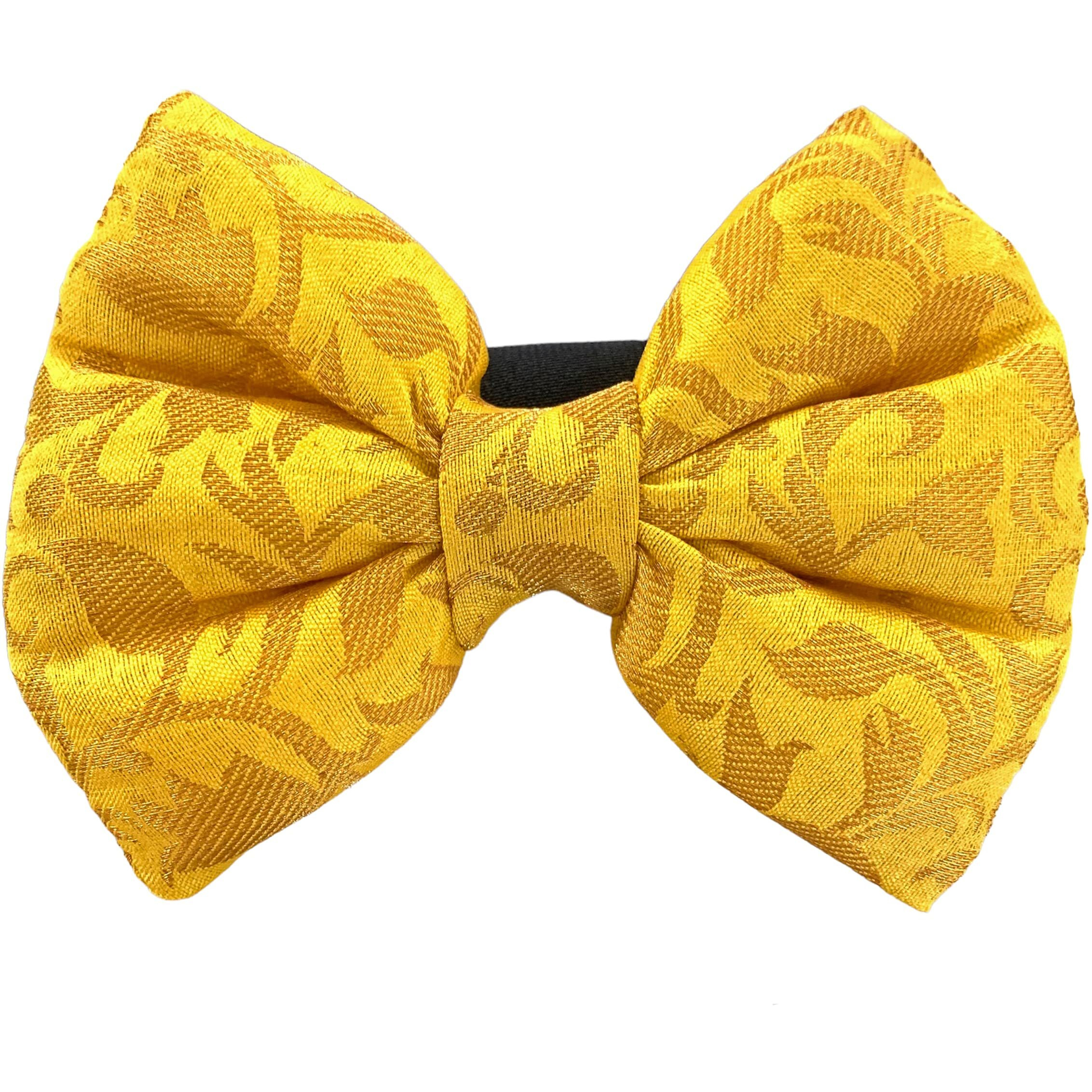 For The Fur Kids Traditional Dog Bow Tie for Diwali, Festivals, Weddings (Multi-Coloured) (Yellow)
