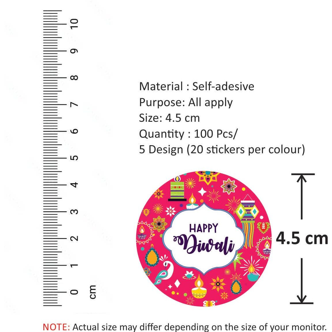 SVM CRAFT Diwali Stickers, Happy Diwali Stickers, Gift Stickers, Diwali Gift Tags, Diwali Stickers, (4.5 cm) -80 Stickers