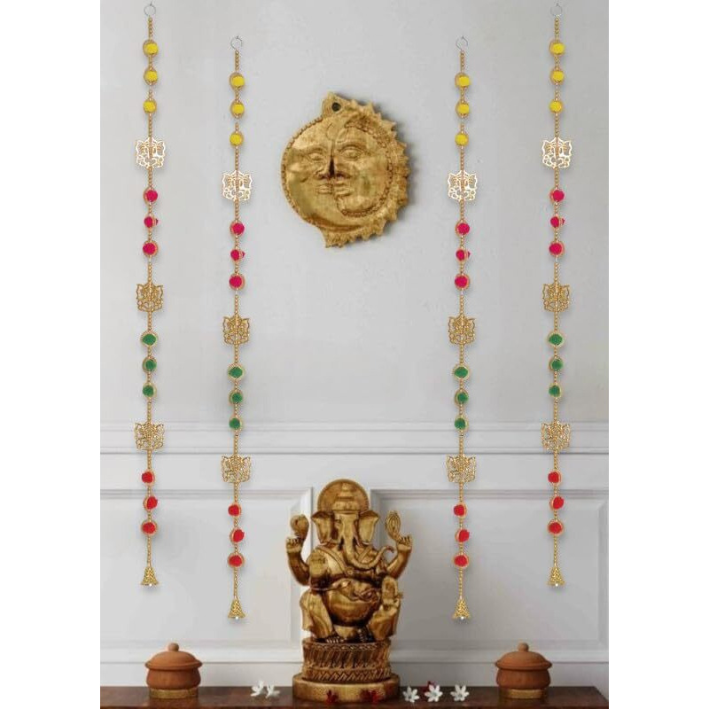 Jh Gallery Handmade Artificial Flowers Garland Strings Home Mandir Wall Door Hangings Toran Items For Home Decor|Diwali Decoration Items For Home Decor-Pack Of 4,3 Ft,6.4 Cm-Multicolor