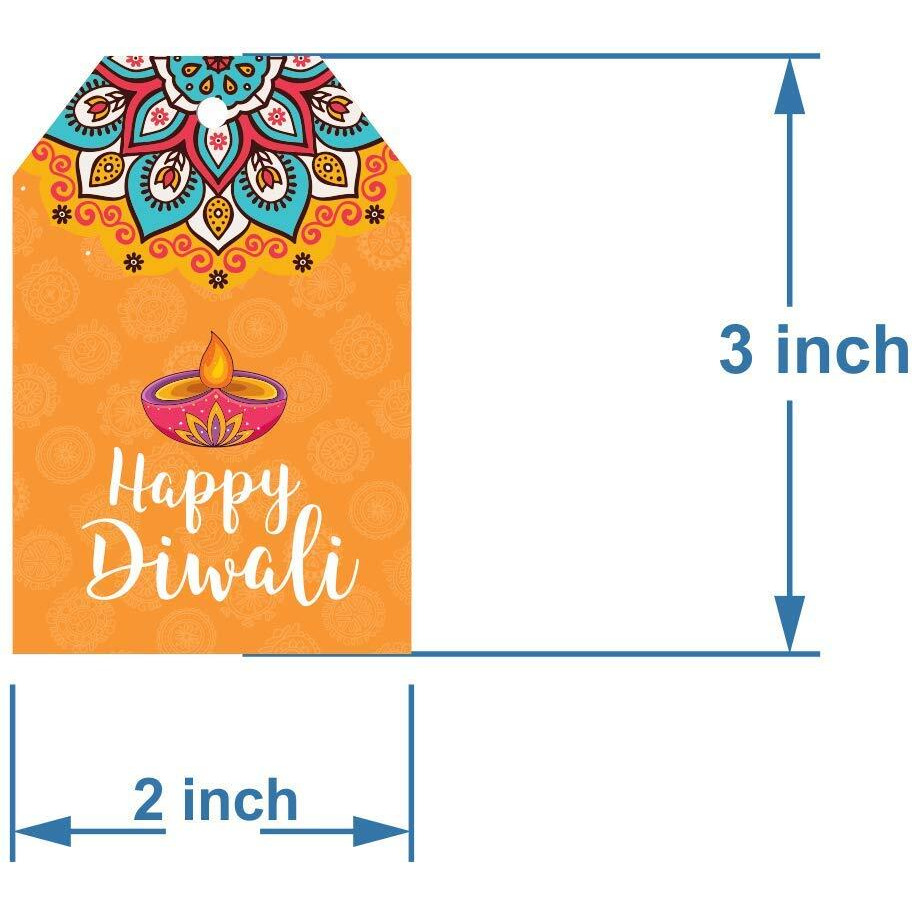 SVM CRAFT Happy Diwali Gift tag Colour Full Diwali Decoration Orange - 50 Pices