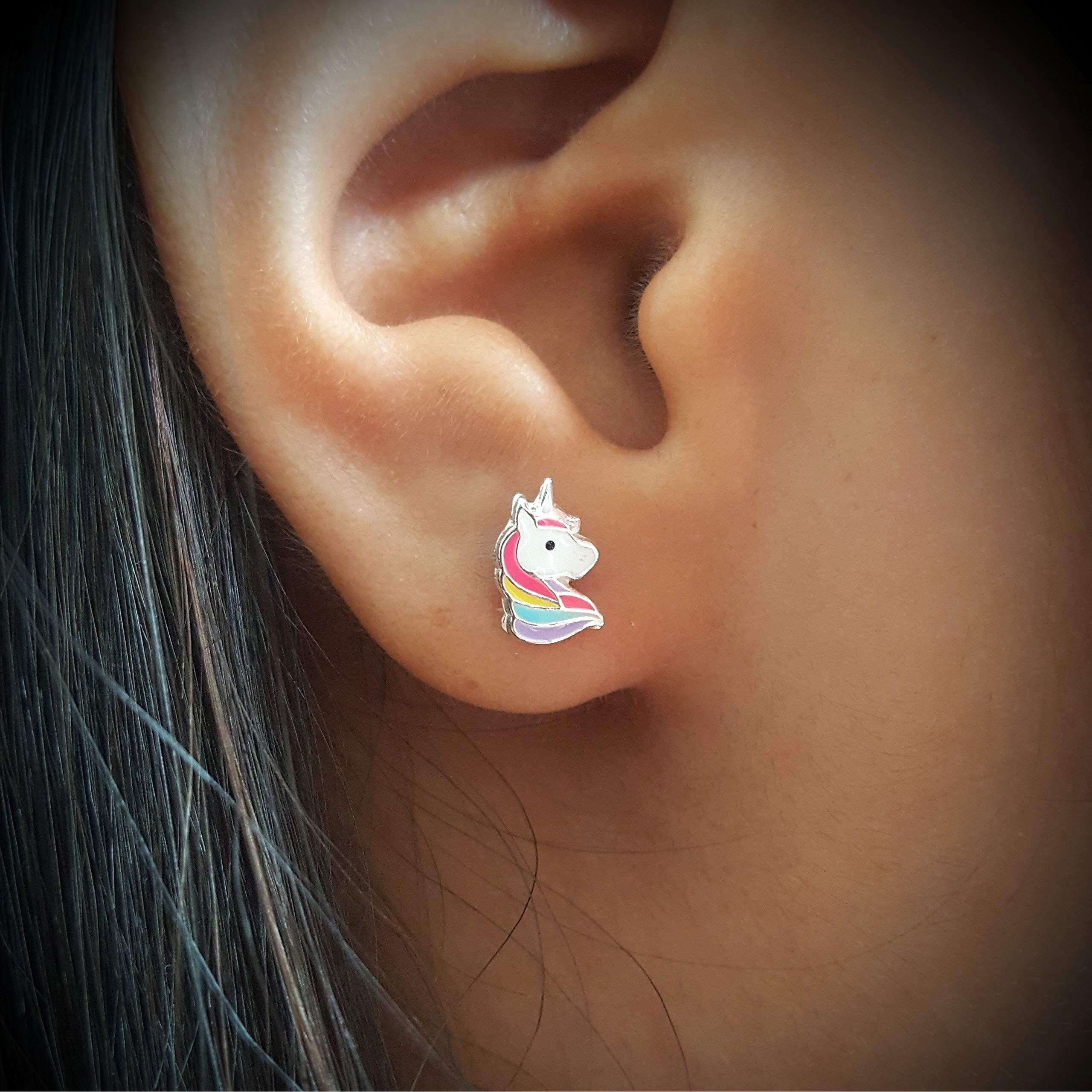 Aww So Cute 925 Sterling Silver Hypoallergenic Unicorn Stud Earrings for Babies, Kids & Girls | Diwali Gift/Birthday Gift | Comes in a Gift Box | 925 Stamped with Certificate of Authenticity | ER1592
