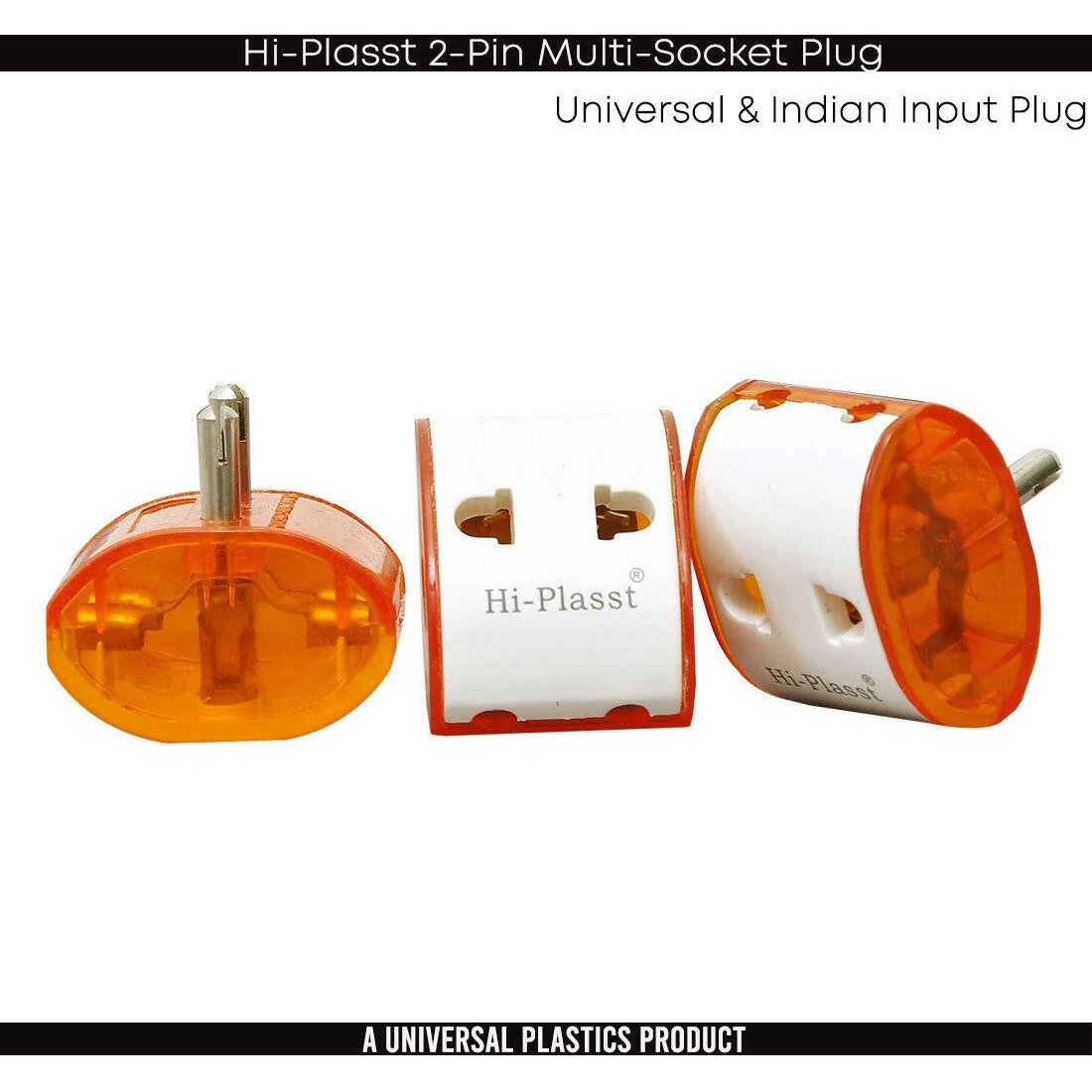 Hi-PLASST 2-Pin Multi-Plug Top Adapter (pack of 5) Universal Travel Multiplug for Diwali Decoration Lights Christmas Lights Parties & DIYs Two Pin Plug (5)