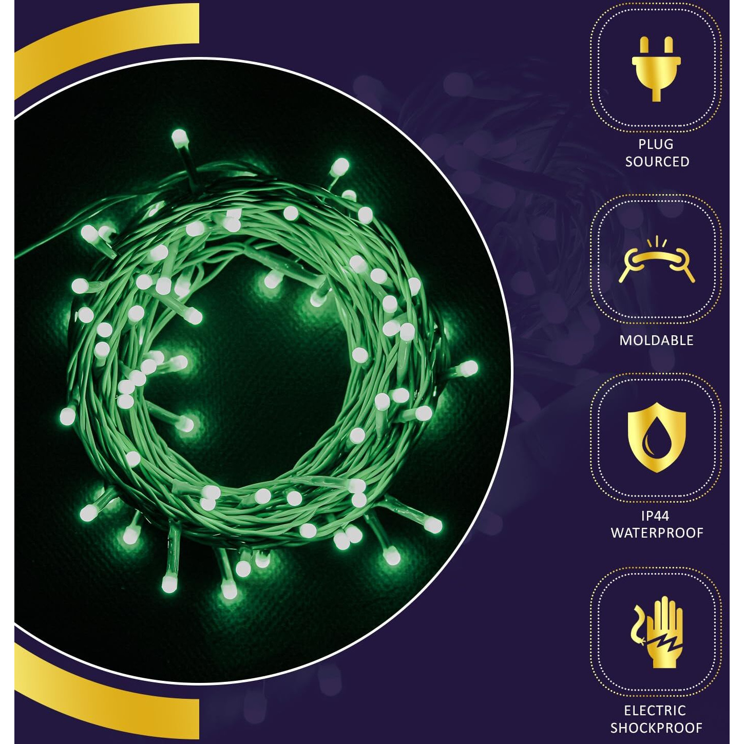 Lexton Lunar Decorative String Light/Fairy Light | 12.5 Meter, 75 LEDs | Plug Sourced | Suitable for Home & Outdoor Decoration, Diwali, Christmas, Wedding, Party, Lawn (Pack of 1, Green)