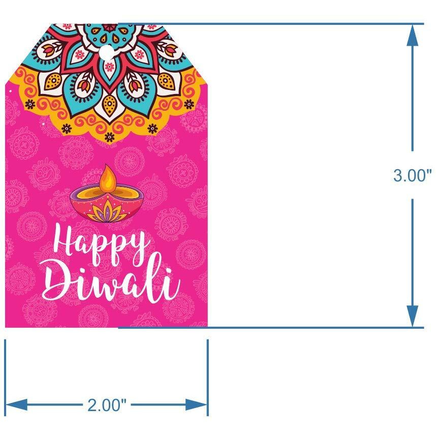 SVM CRAFT Happy Diwali Gift tag Colour Full Diwali Decoration Pink - 50 Pices
