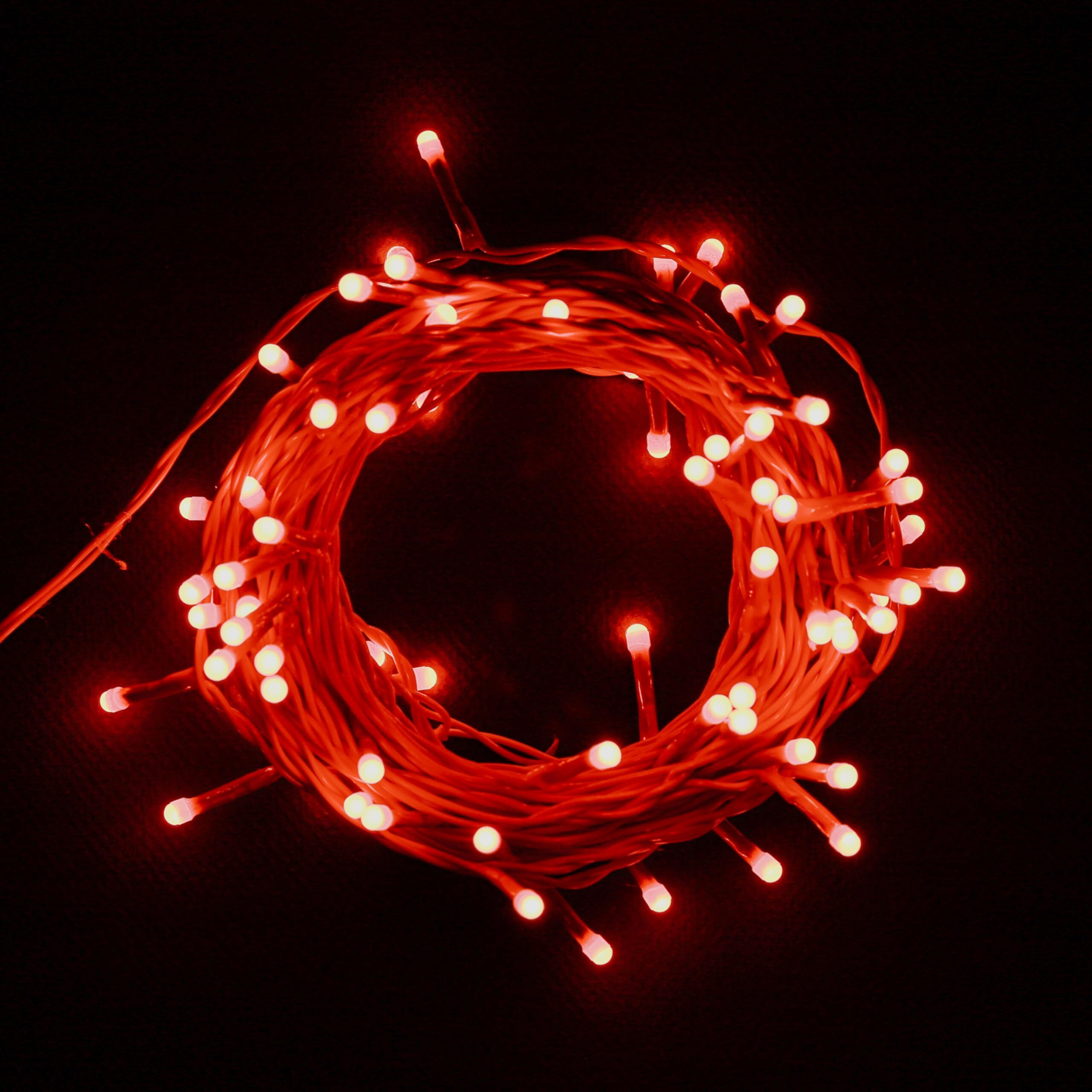 Lexton Lunar Decorative String Light/Fairy Light | 12.5 Meter, 75 LEDs | Plug Sourced | Suitable for Home & Outdoor Decoration, Diwali, Christmas, Wedding, Party, Lawn (Pack of 10, Red)