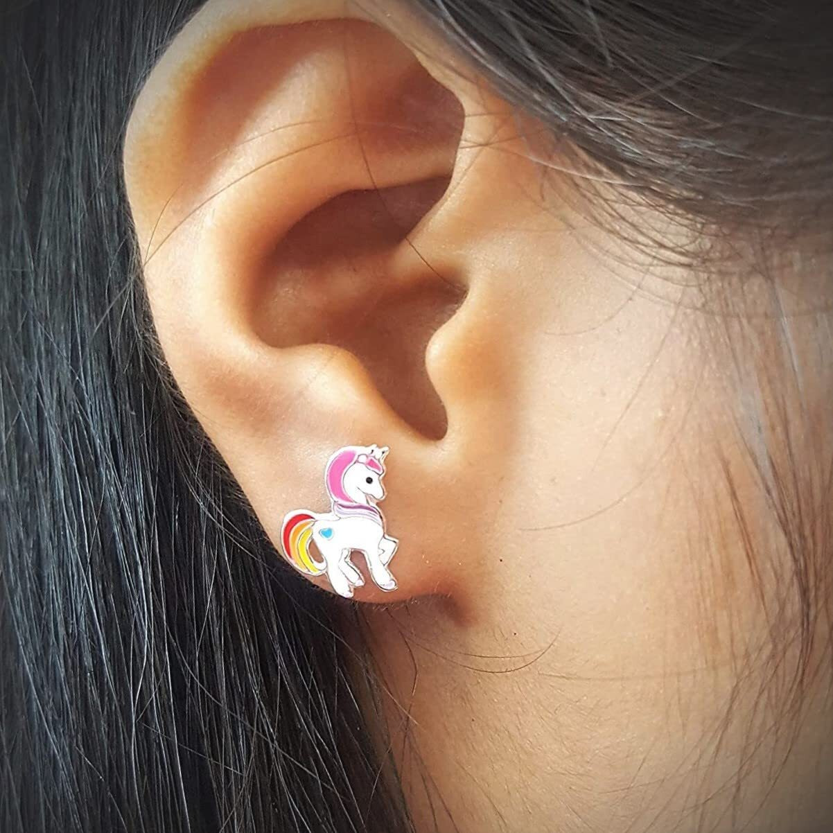 Aww So Cute 925 Sterling Silver Hypoallergenic Unicorn Stud Earrings for Babies, Kids & Girls | Diwali Gift/Birthday Gift | Comes in a Gift Box | 925 Stamped with Certificate of Authenticity | ER1607