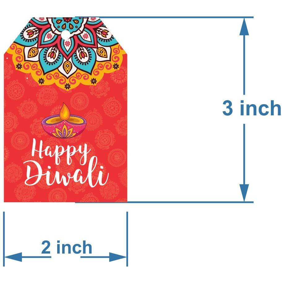 SVM CRAFT Happy Diwali Gift tag red Happy Diwali Tags Happy Diwali Gift Decoration Tags Diwali Gift Tags for Gift Hamper Diwali Return Favour Tags - 50 Pices