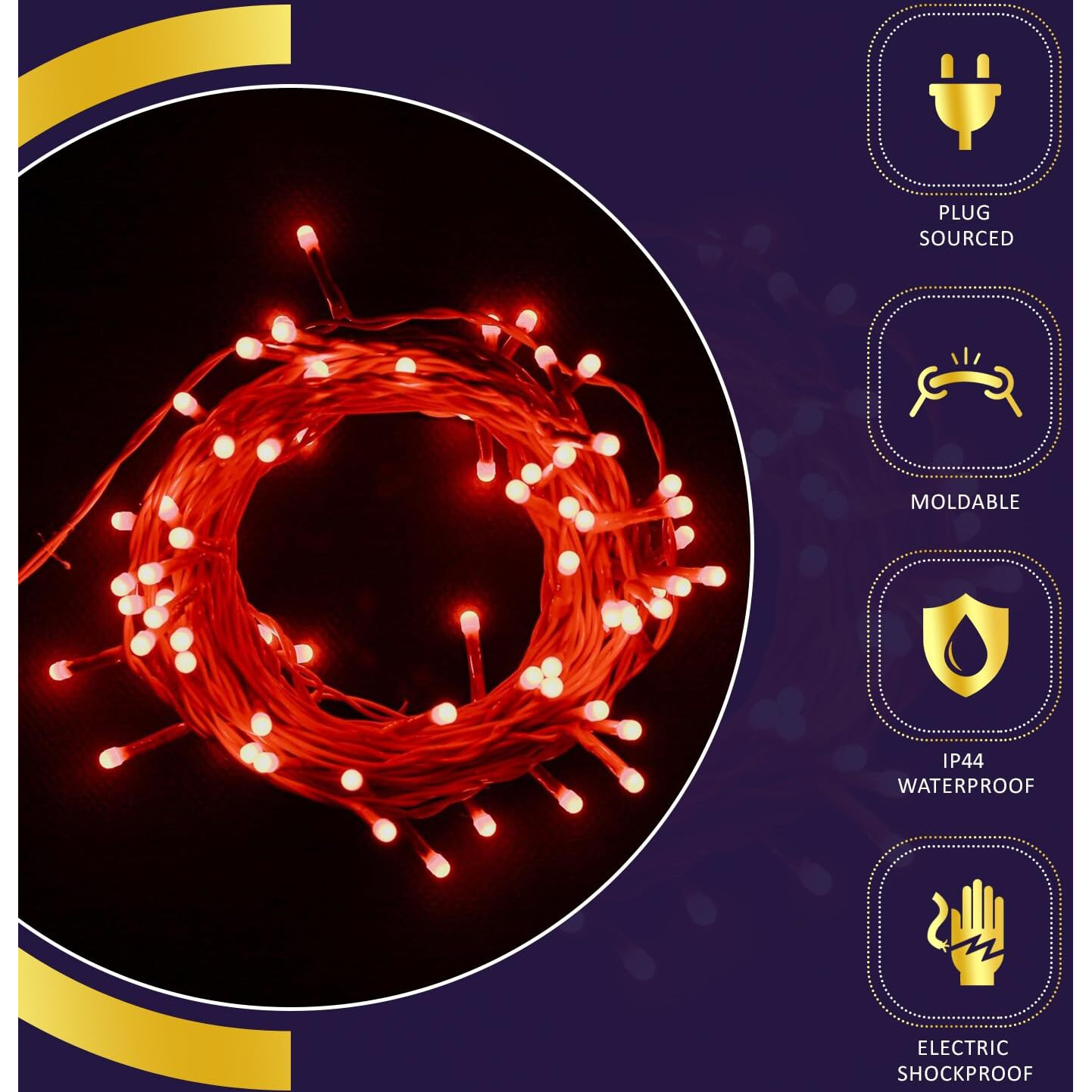 Lexton Lunar Decorative String Light/Fairy Light | 12.5 Meter, 75 LEDs | Plug Sourced | Suitable for Home & Outdoor Decoration, Diwali, Christmas, Wedding, Party, Lawn (Pack of 1, Red)