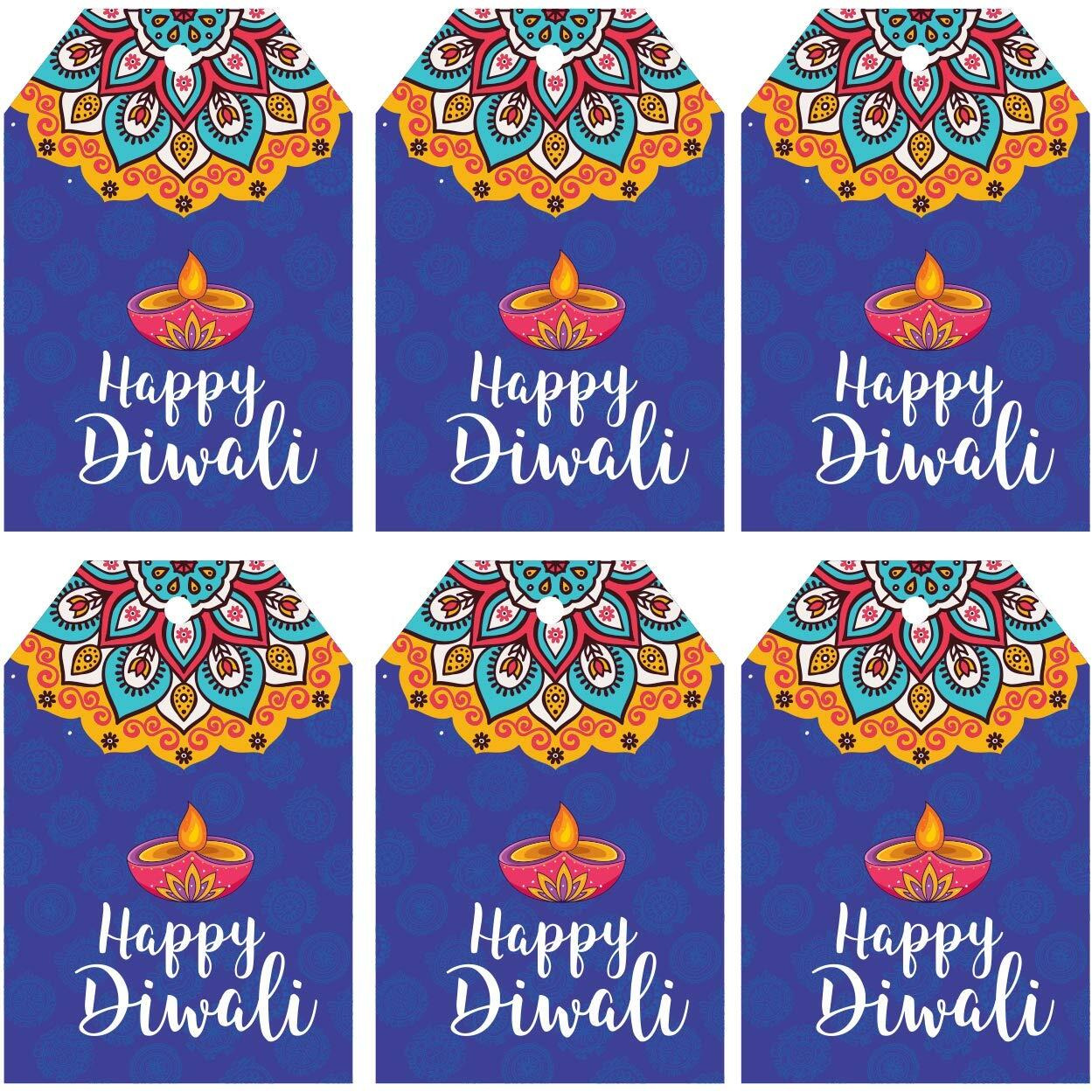 SVM CRAFT Happy Diwali Gift tag Colour Full Diwali Decoration drak Blue - 50 Pices