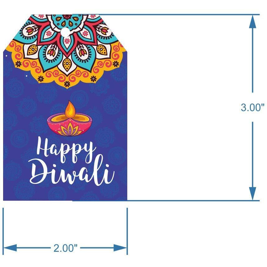SVM CRAFT Happy Diwali Gift tag Colour Full Diwali Decoration drak Blue - 50 Pices