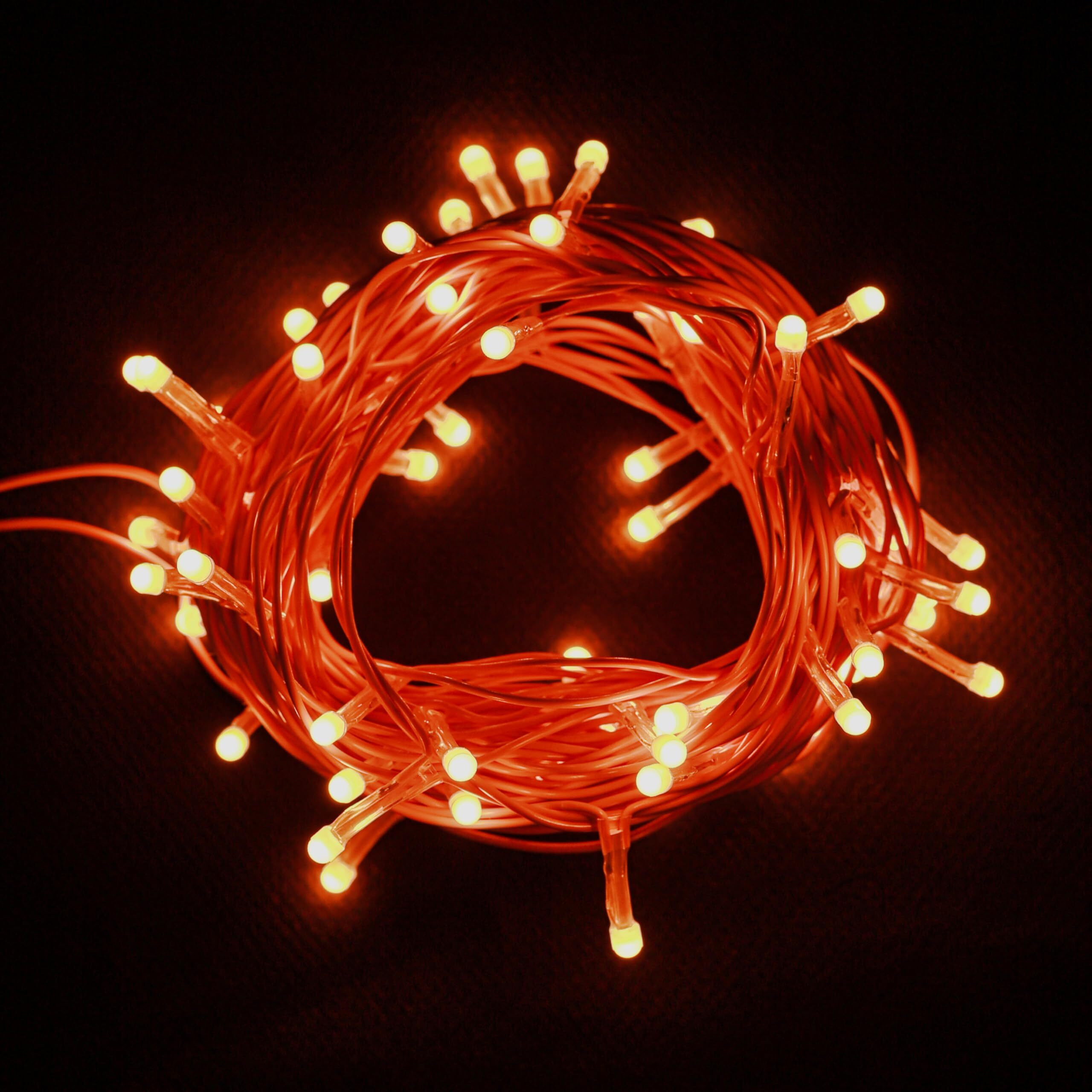 Lexton Lunar Decorative String Light/Fairy Light | 12.5 Meter, 75 LEDs | Plug Sourced | Suitable for Home & Outdoor Decoration, Diwali, Christmas, Wedding, Party, Lawn (Pack of 10, Orange)