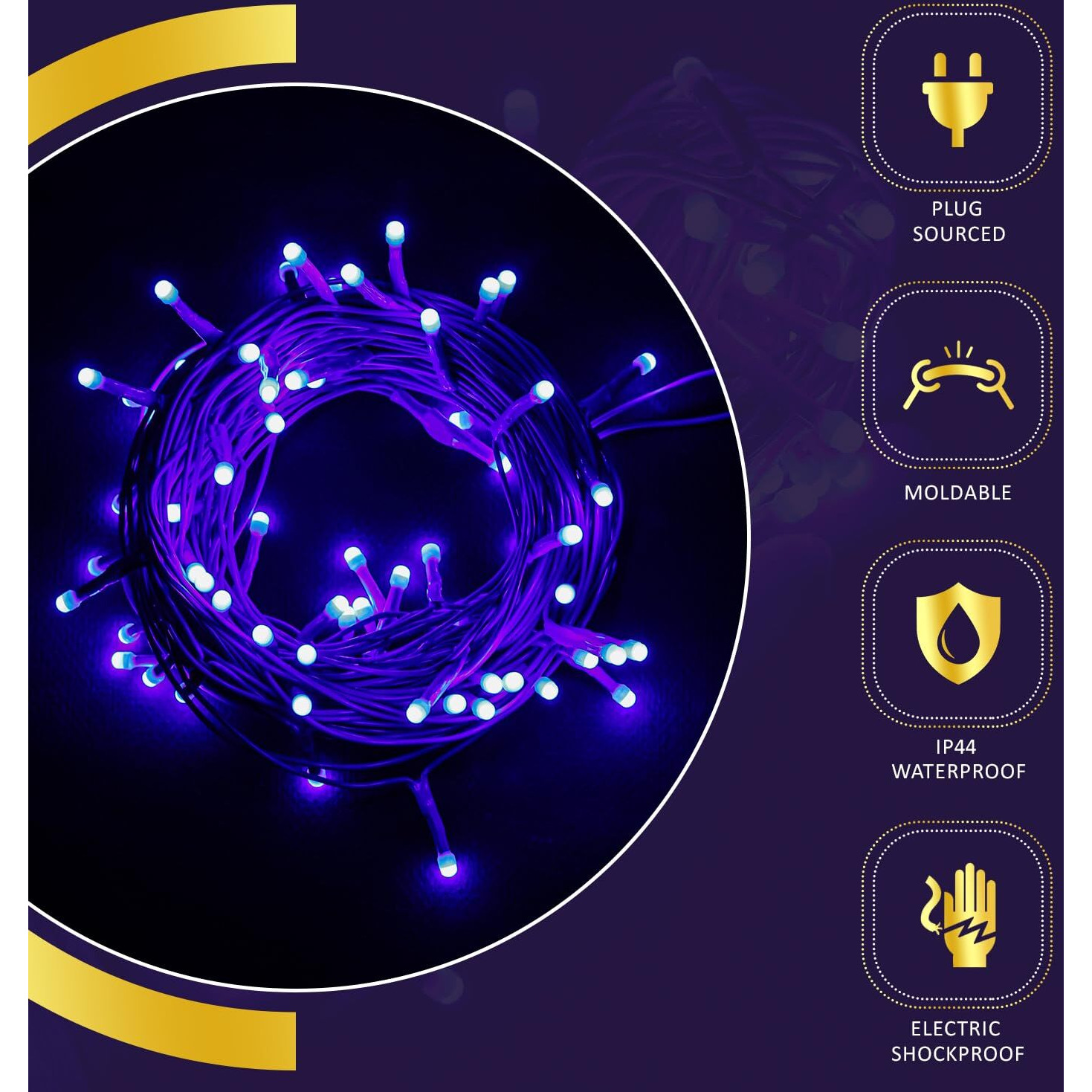 Lexton Lunar Decorative String Light/Fairy Light | 12.5 Meter, 75 LEDs | Plug Sourced | Suitable for Home & Outdoor Decoration, Diwali, Christmas, Wedding, Party, Lawn (Pack of 1, Blue)