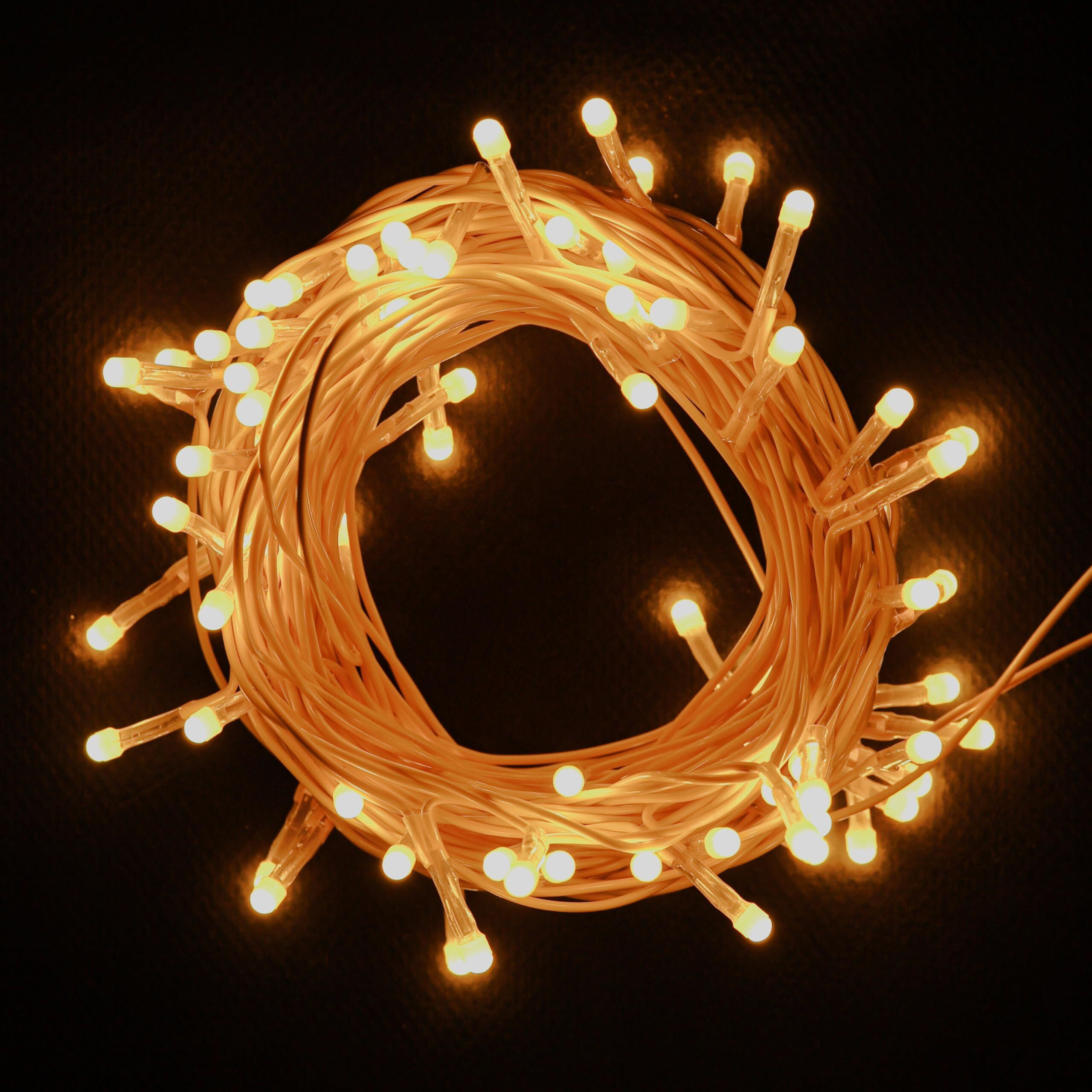 Lexton Lunar Decorative String Light/Fairy Light | 12.5 Meter, 75 LEDs | Plug Sourced | Suitable for Home & Outdoor Decoration, Diwali, Christmas, Wedding, Party, Lawn (Pack of 10, Yellow)