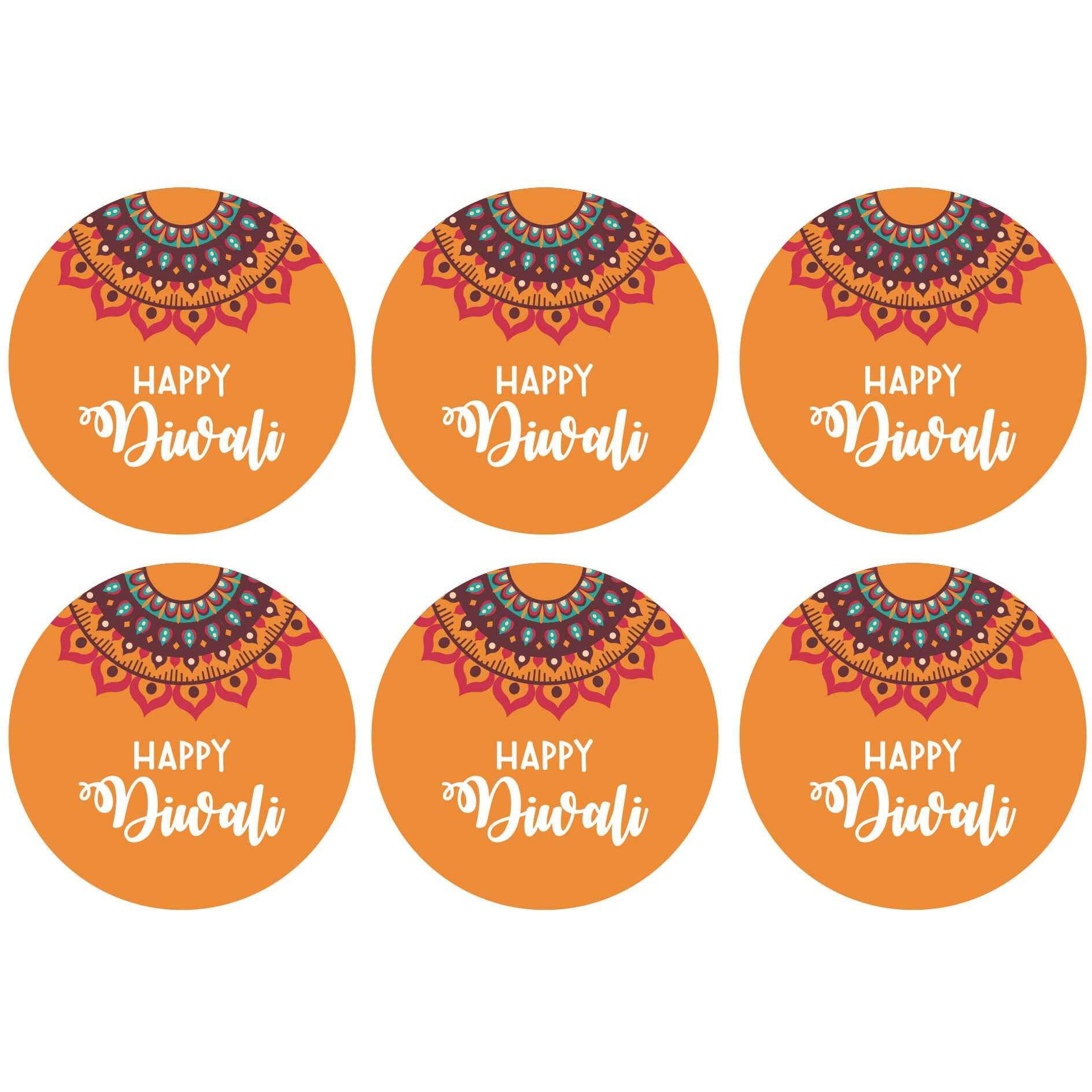 SVM CRAFT Happy Diwali Round Sticker 4.5 cm, for Gift School Diwali Decoration Design B Total -80 Stickers
