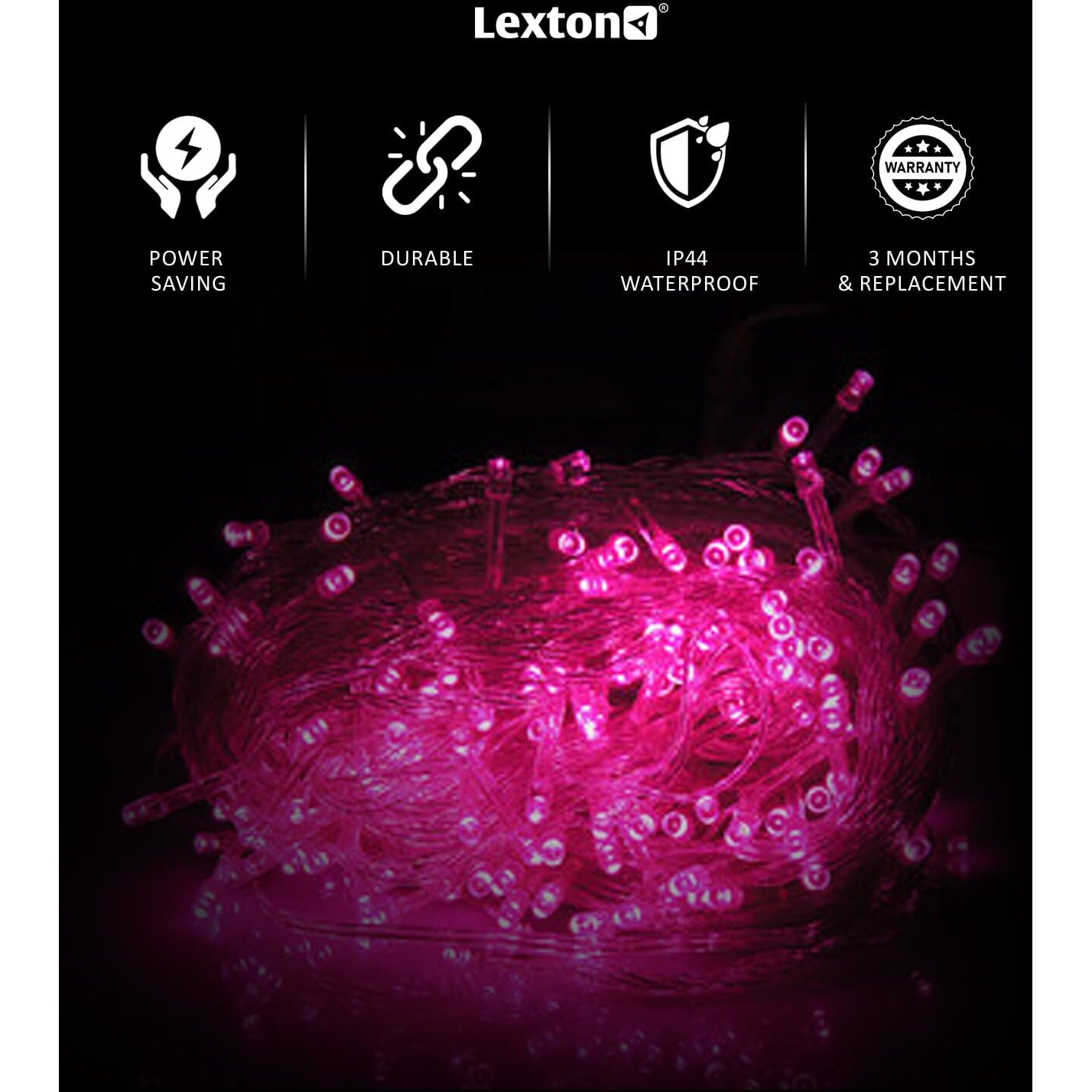 Lexton Love Combo of 2Pcs Red, 2Pcs Pink & 1Pcs White 40ft String Light | Decoration Lighting Bulbs Ladi for Diwali, Christmas, Eid, Birthday, Wedding | Suitable Indoor & Outdoor(Set of 5)