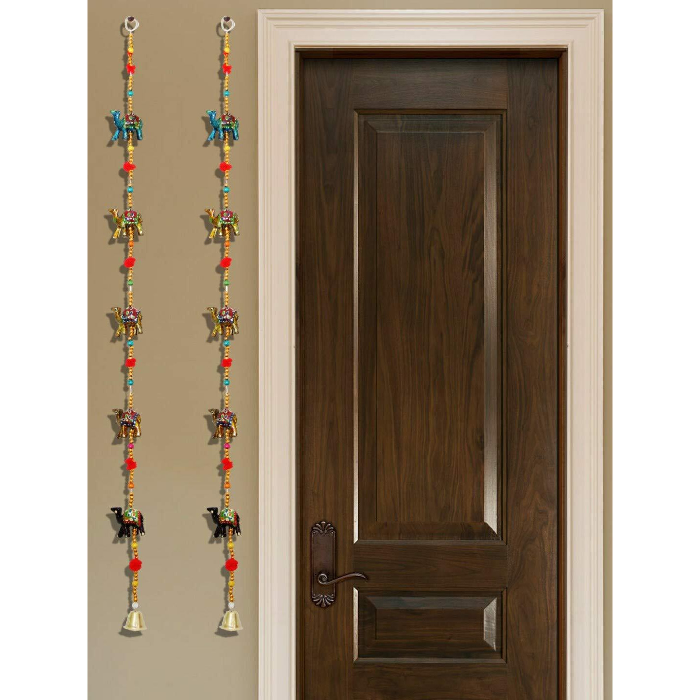 JH Gallery Camel Bells Wall Decor Hanging | Handmade Recycled Material Wall Hanging Home Decor/Home Furnishing/Diwali Gift/Corporate Gift (2 Lines)