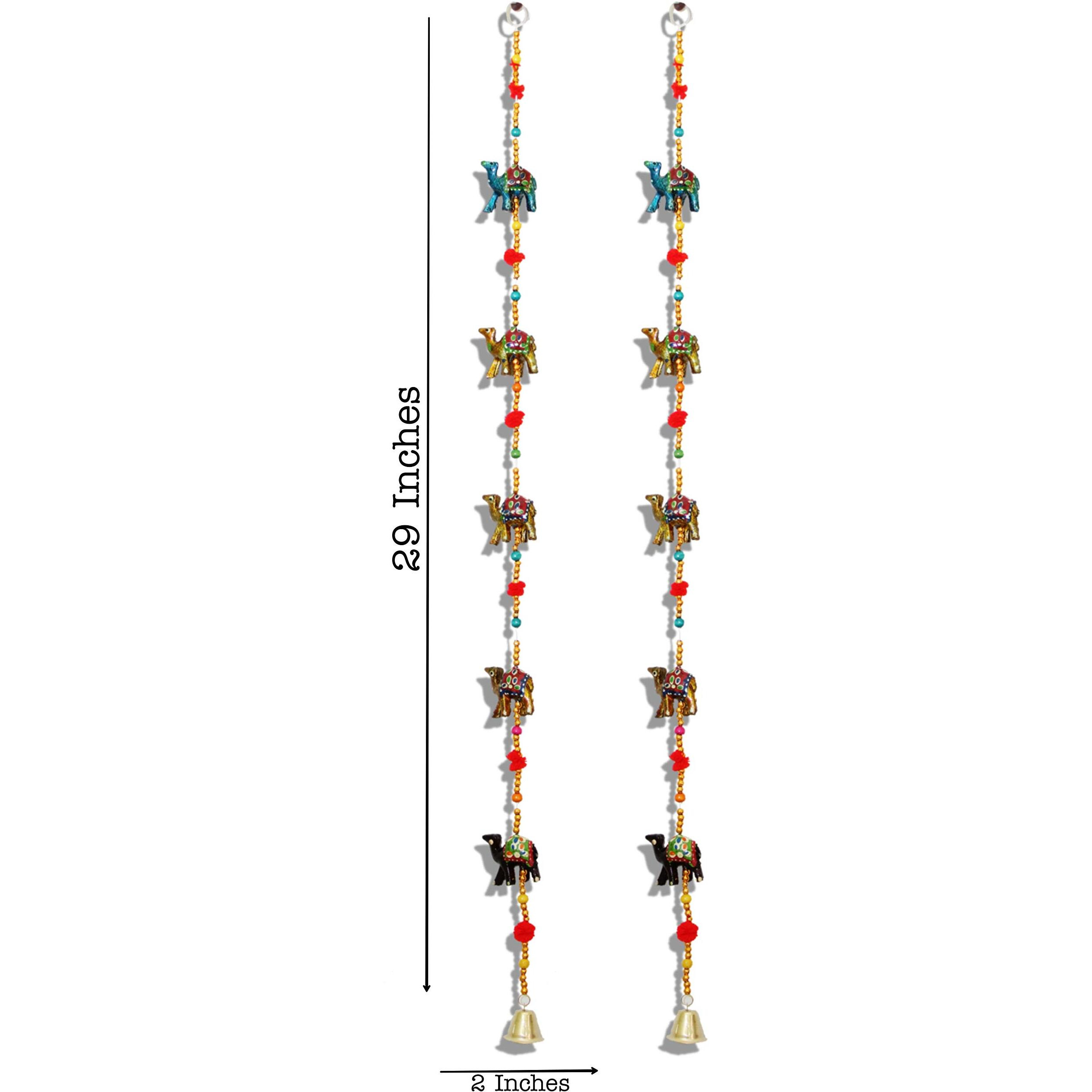 JH Gallery Camel Bells Wall Decor Hanging | Handmade Recycled Material Wall Hanging Home Decor/Home Furnishing/Diwali Gift/Corporate Gift (2 Lines)