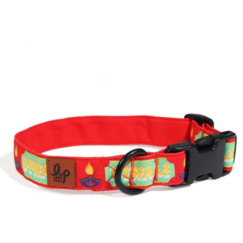 Lana Paws Diwali Skin Friendly, Comfortable, Fabric Dog Collar Belt for small dogs, Shih Tzu & Similar