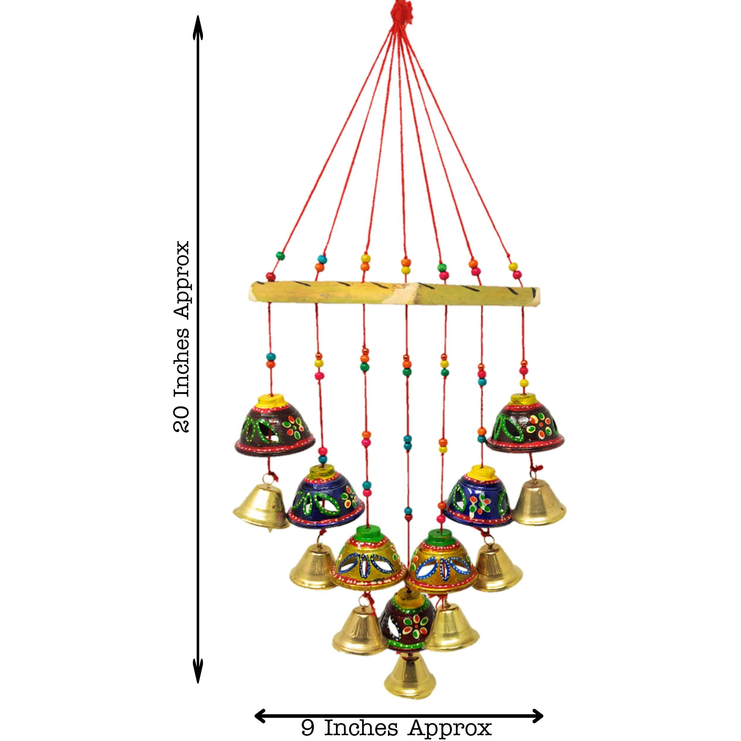 JH Gallery Handcrafted Rajasthani Wind Chime Door/Wall Hanging Decorative Showpiece/Wall Hanging/Home Decor/Home Furnishing/Diwali Gift/Corporate Gift (Colored Bell N)