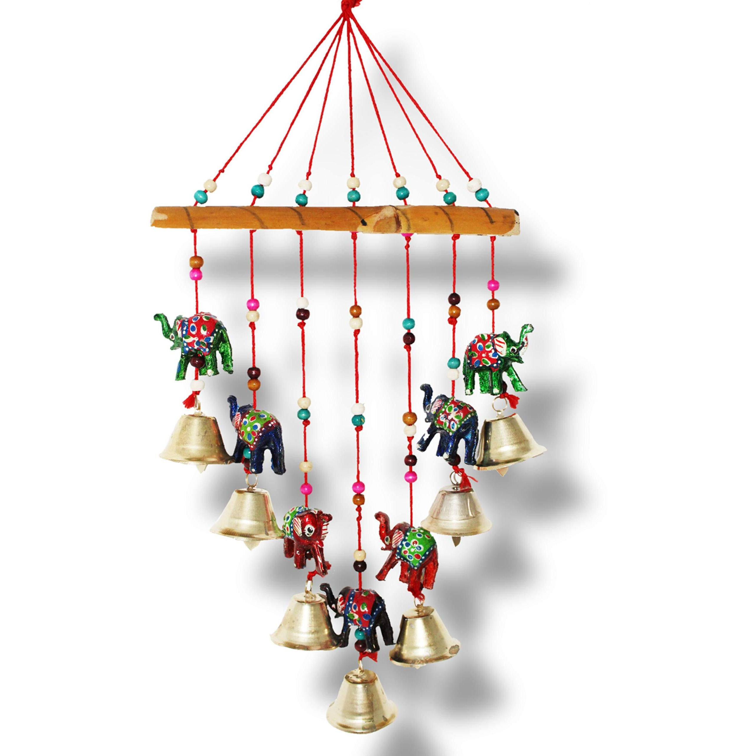 JH Gallery Handcrafted Rajasthani Wind Chime Door/Wall Hanging Decorative Showpiece/Wall Hanging/Home Decor/Home Furnishing/Diwali Gift/Corporate Gift (Elephant)
