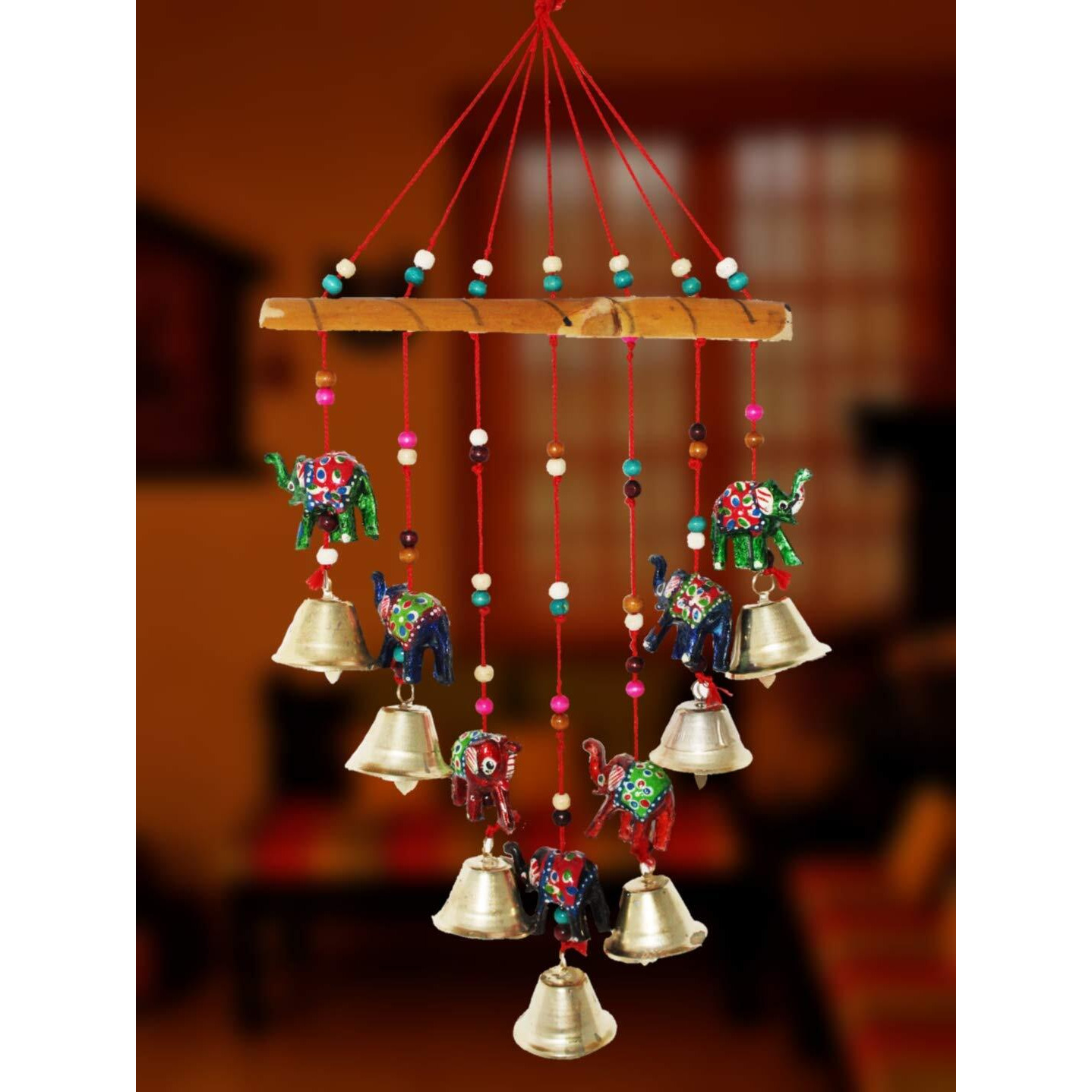 JH Gallery Handcrafted Rajasthani Wind Chime Door/Wall Hanging Decorative Showpiece/Wall Hanging/Home Decor/Home Furnishing/Diwali Gift/Corporate Gift (Elephant)