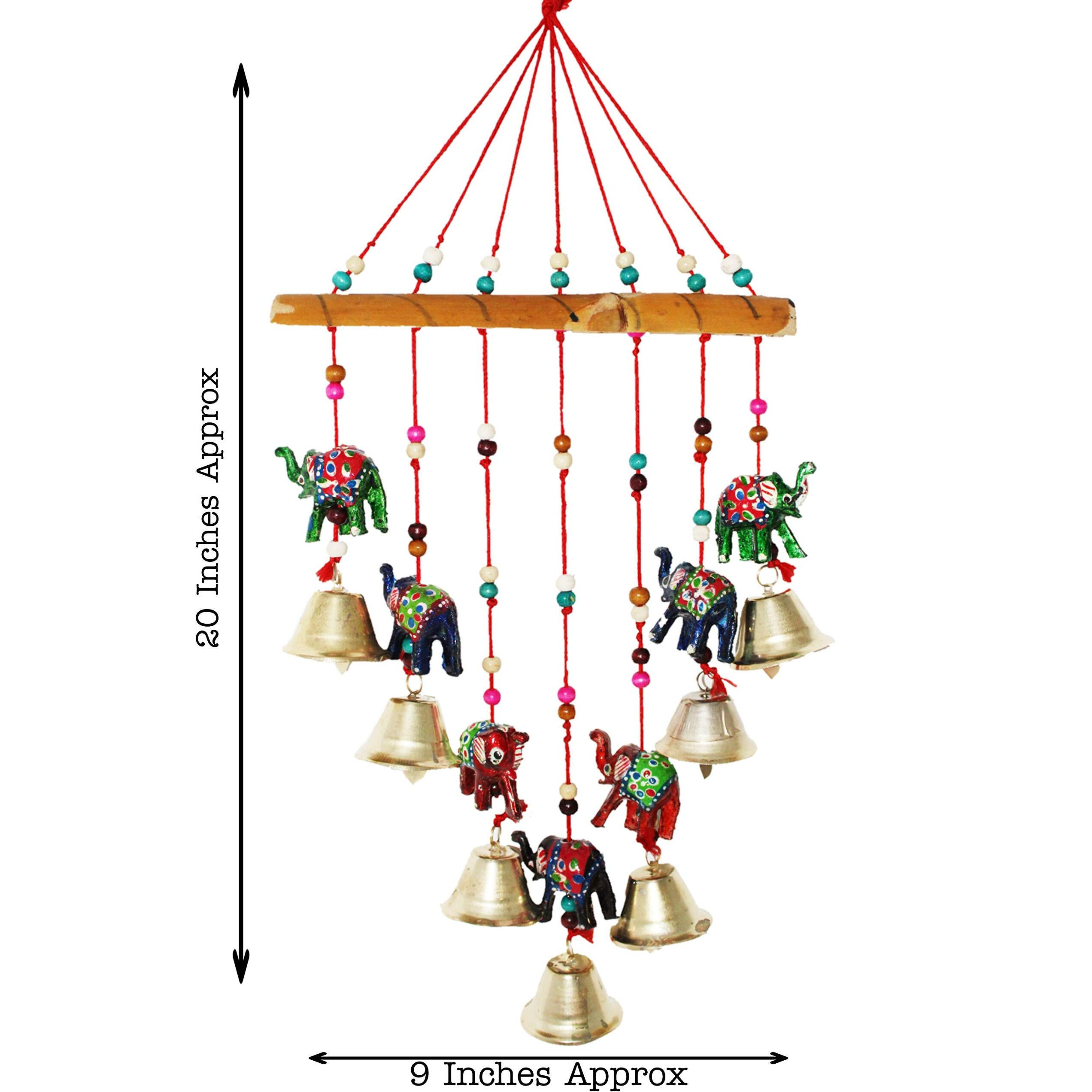 JH Gallery Handcrafted Rajasthani Wind Chime Door/Wall Hanging Decorative Showpiece/Wall Hanging/Home Decor/Home Furnishing/Diwali Gift/Corporate Gift (Elephant)