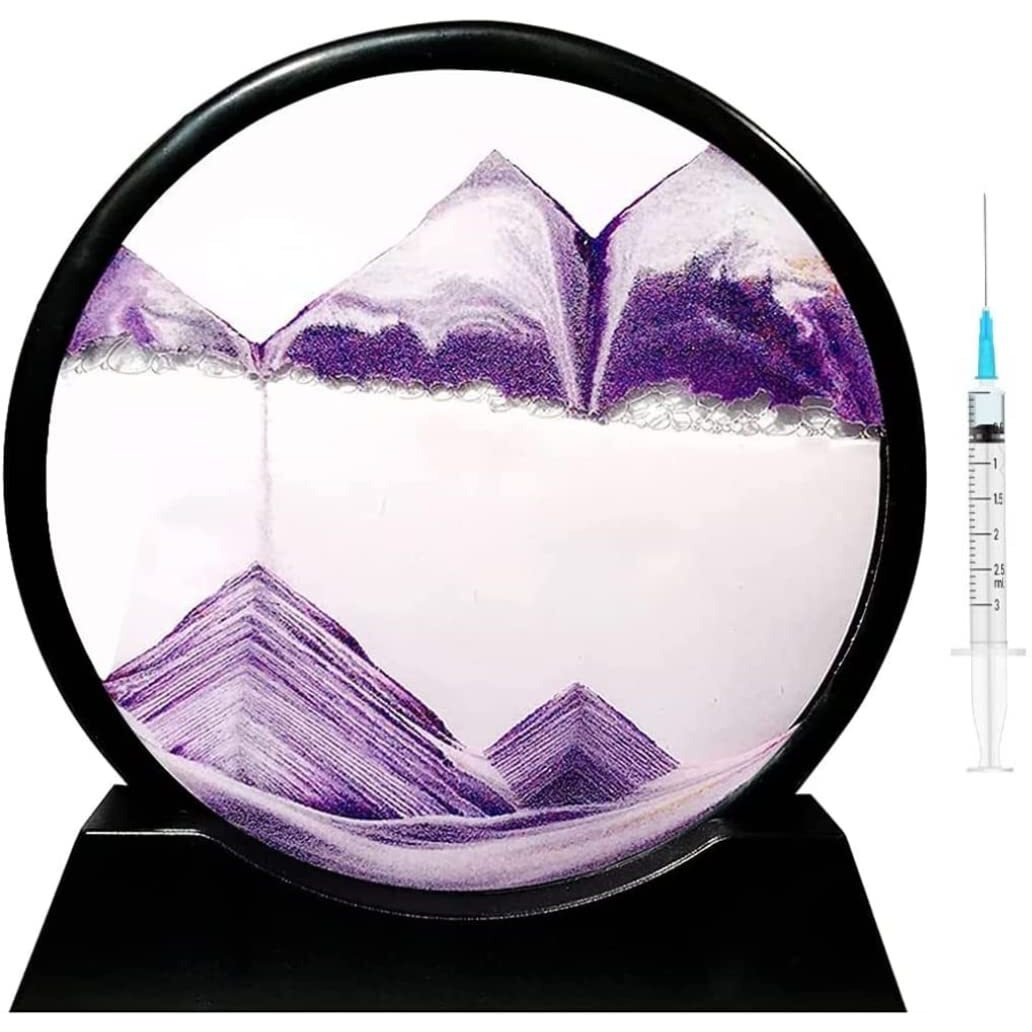 NYRWANA Sand Art, Moving Sand Art,Sand Art Decor Wall Painting, Natural Landscape in Motion Display with Flowing Sand Frame for Home Decor, Diwali Gift Item (10, Purple)