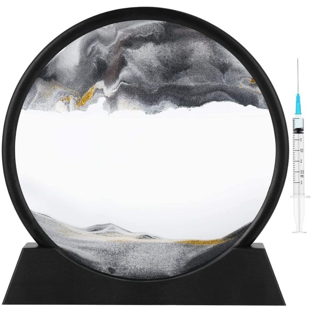 NYRWANA Sand Art, Moving Sand Art,Sand Art Decor Picture Glass Liquid Wall Painting, 3d Deep Sea Sandscape Natural Landscape in Motion Display with Flowing Sand Frame for Home Decor, Diwali Gift Item, (10, Black)