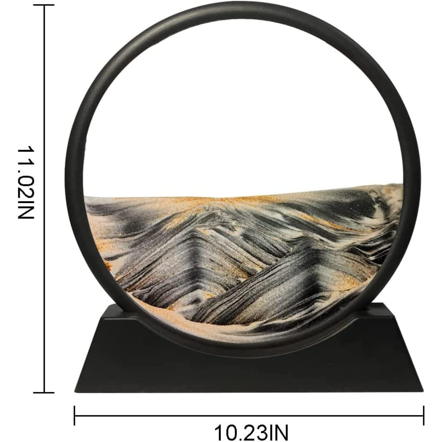 NYRWANA Sand Art, Moving Sand Art,Sand Art Decor Picture Glass Liquid Wall Painting, 3d Deep Sea Sandscape Natural Landscape in Motion Display with Flowing Sand Frame for Home Decor, Diwali Gift Item, (10, Black)