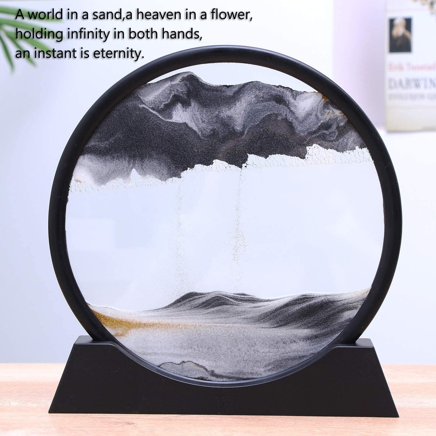 NYRWANA Sand Art, Moving Sand Art,Sand Art Decor Picture Glass Liquid Wall Painting, 3d Deep Sea Sandscape Natural Landscape in Motion Display with Flowing Sand Frame for Home Decor, Diwali Gift Item, (10, Black)