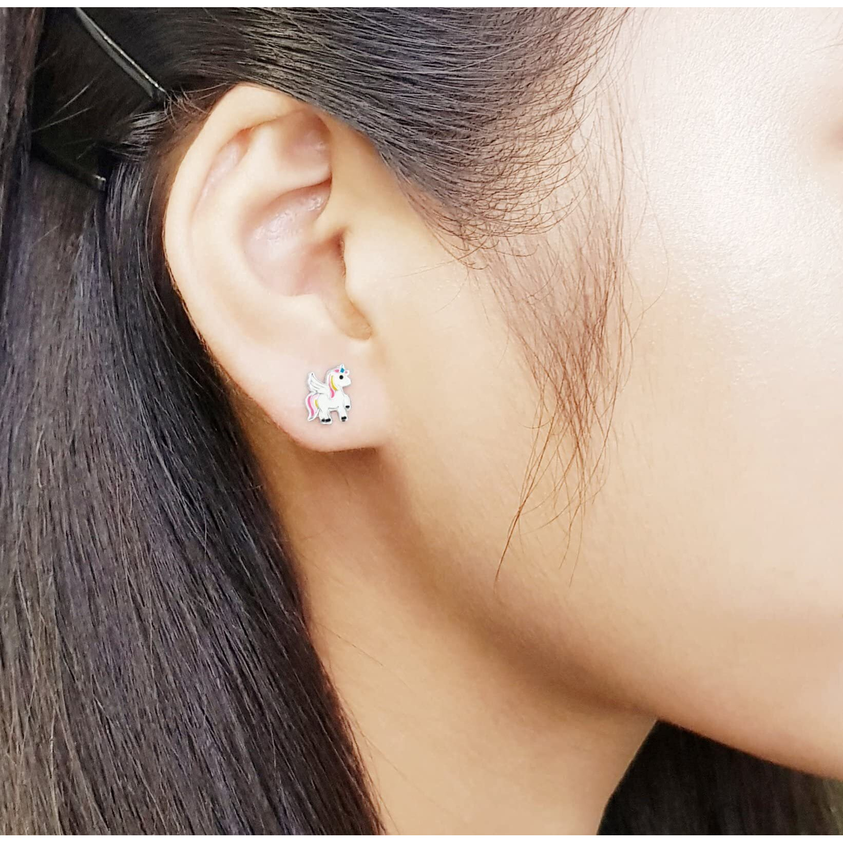 Aww So Cute 925 Sterling Silver Hypoallergenic Unicorn Stud Earrings for Babies, Kids & Girls | Diwali Gift/Birthday Gift | Comes in a Gift Box | 925 Stamped with Certificate of Authenticity | ER1368