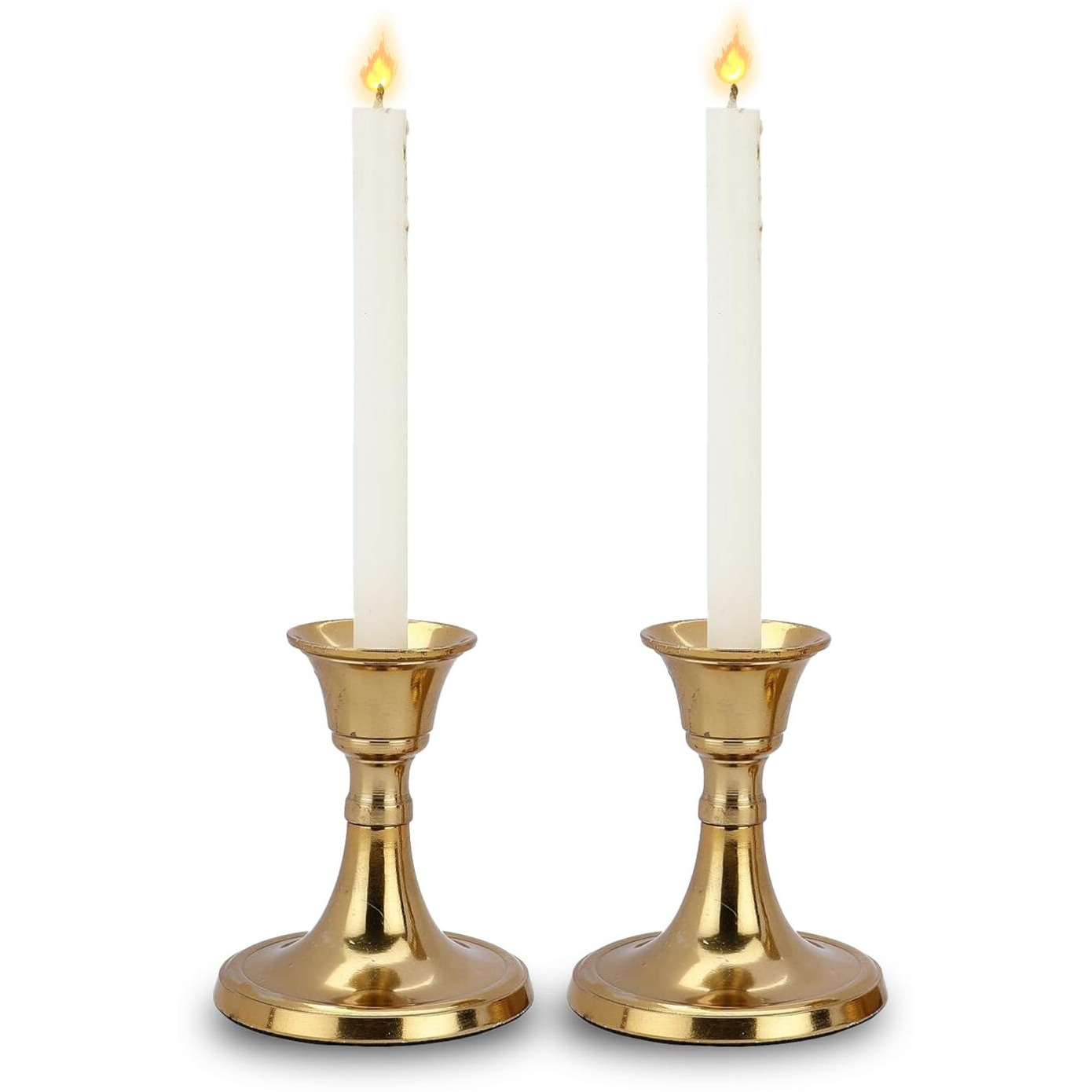 PURESTORY Candle Holder | Candle Holders for Home Decoration | Heat Resistance with Aesthetic Appeal | Best for Gifting & Diwali Decoration | Gold Metal Candle Stand | Size - 3.5 Inch | Pack of 2