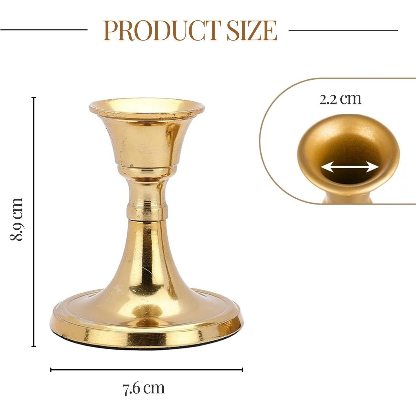 PURESTORY Candle Holder | Candle Holders for Home Decoration | Heat Resistance with Aesthetic Appeal | Best for Gifting & Diwali Decoration | Gold Metal Candle Stand | Size - 3.5 Inch | Pack of 2