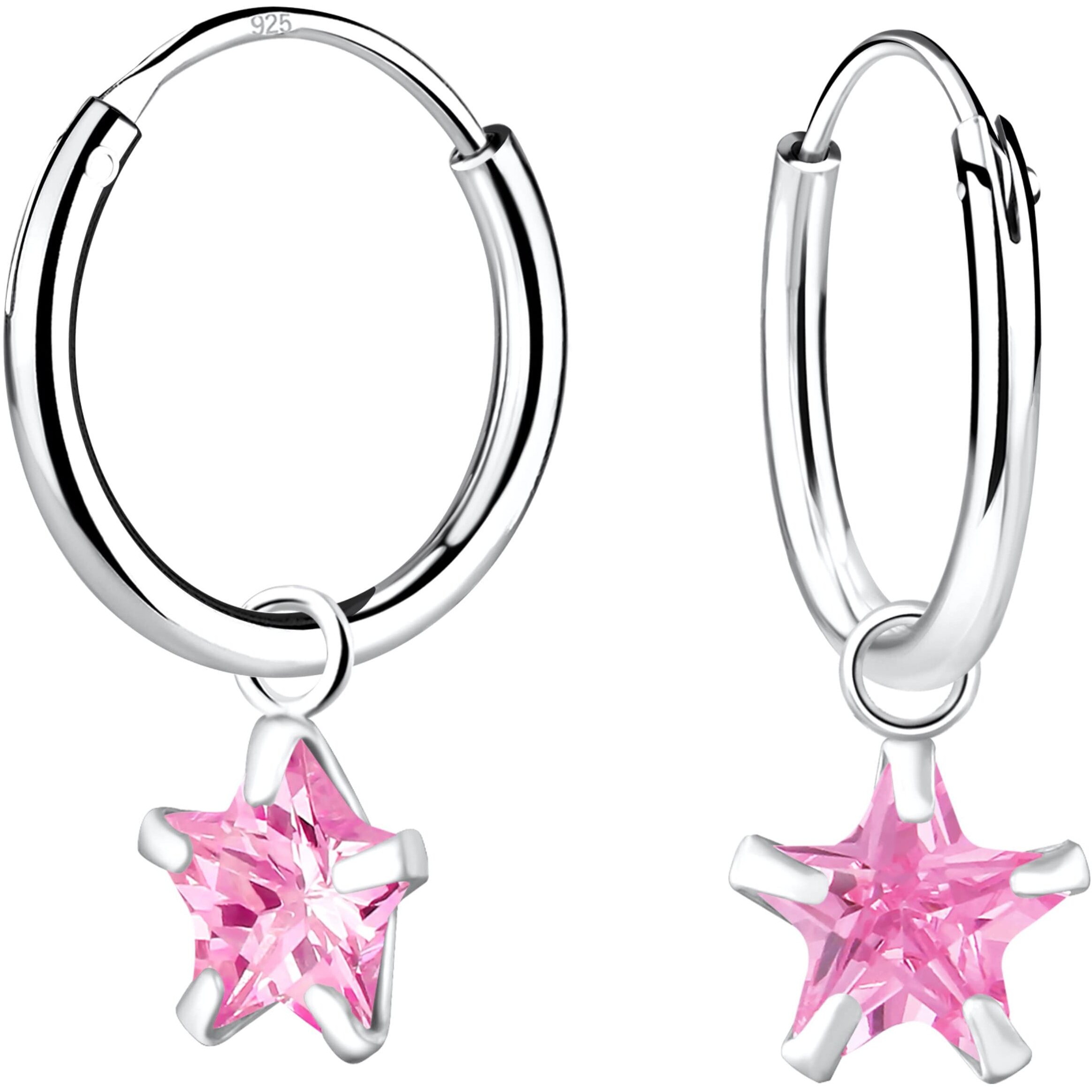 Aww So Cute 925 Sterling Silver Hypoallergenic Star Hoop Earrings for Babies, Kids & Girls | Diwali Gift/Birthday Gift | Comes in a Gift Box | 925 Stamped with Certificate of Authenticity | ER1710