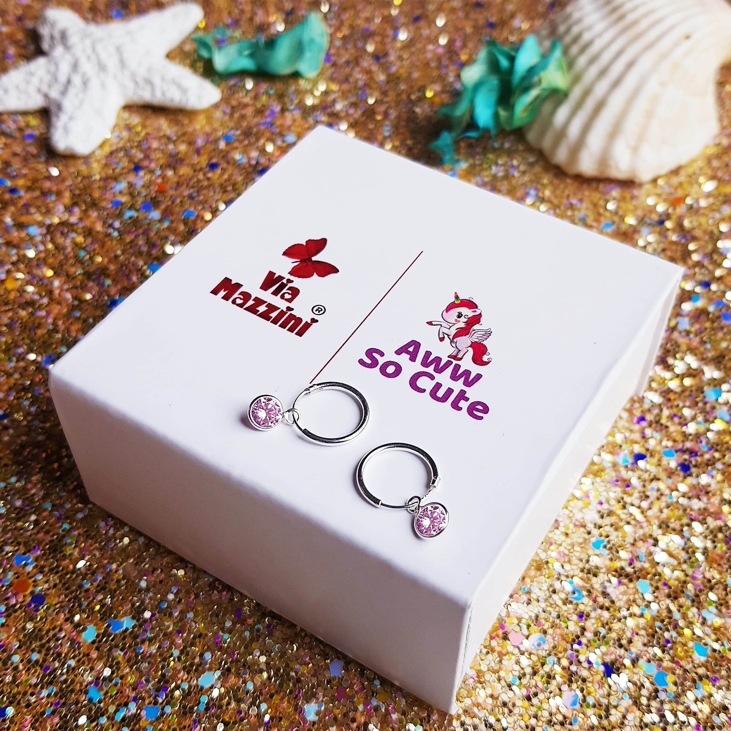 Aww So Cute 925 Sterling Silver Hypoallergenic Round Charm Hoop Earrings for Babies, Kids & Girls | Diwali Gift | Comes in a Gift Box | 925 Stamped with Certificate of Authenticity | ER1708