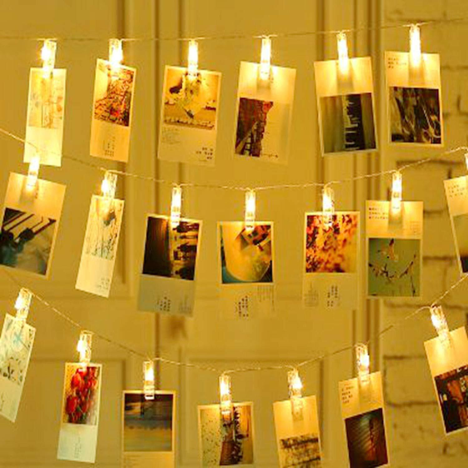 Lexton 10 Pcs Photo Clips String Light USB Operated Diwali Christmas Wedding Festival Decoration Light (Warm White) (Warm White)