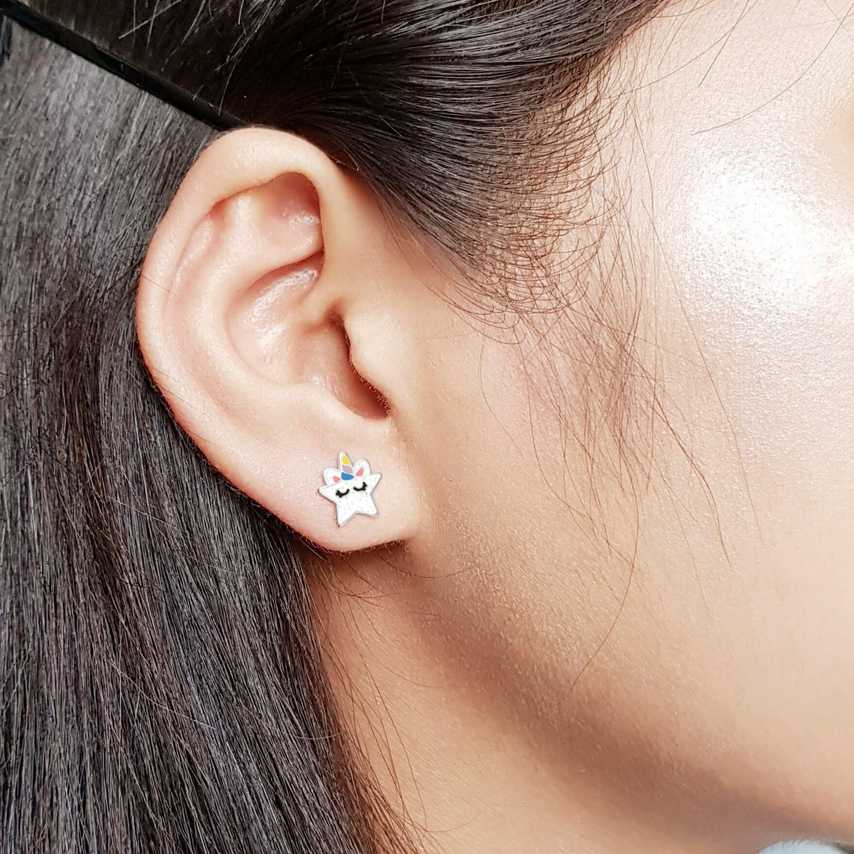 Aww So Cute 925 Sterling Silver Hypoallergenic Unicorn Stud Earrings for Babies, Kids & Girls | Diwali Gift/Birthday Gift | Comes in a Gift Box | 925 Stamped with Certificate of Authenticity | ER1517