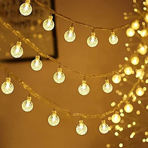Lexton Crystal Ball String Light | Decorative Crystal | Bubble Ball String LED Lights | Warm White | for Indoor & Outdoor Decorations, Diwali Christmas Wedding, Birthday, Festives