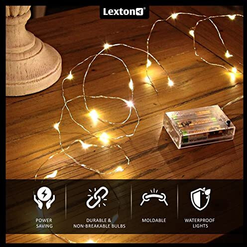 Lexton 3 Meter Copper String Light | Battery Powered | 3 m | Warm White | for Indoor & Outdoor Decorations, Diwali, Christmas, Wedding, Party, Lawn