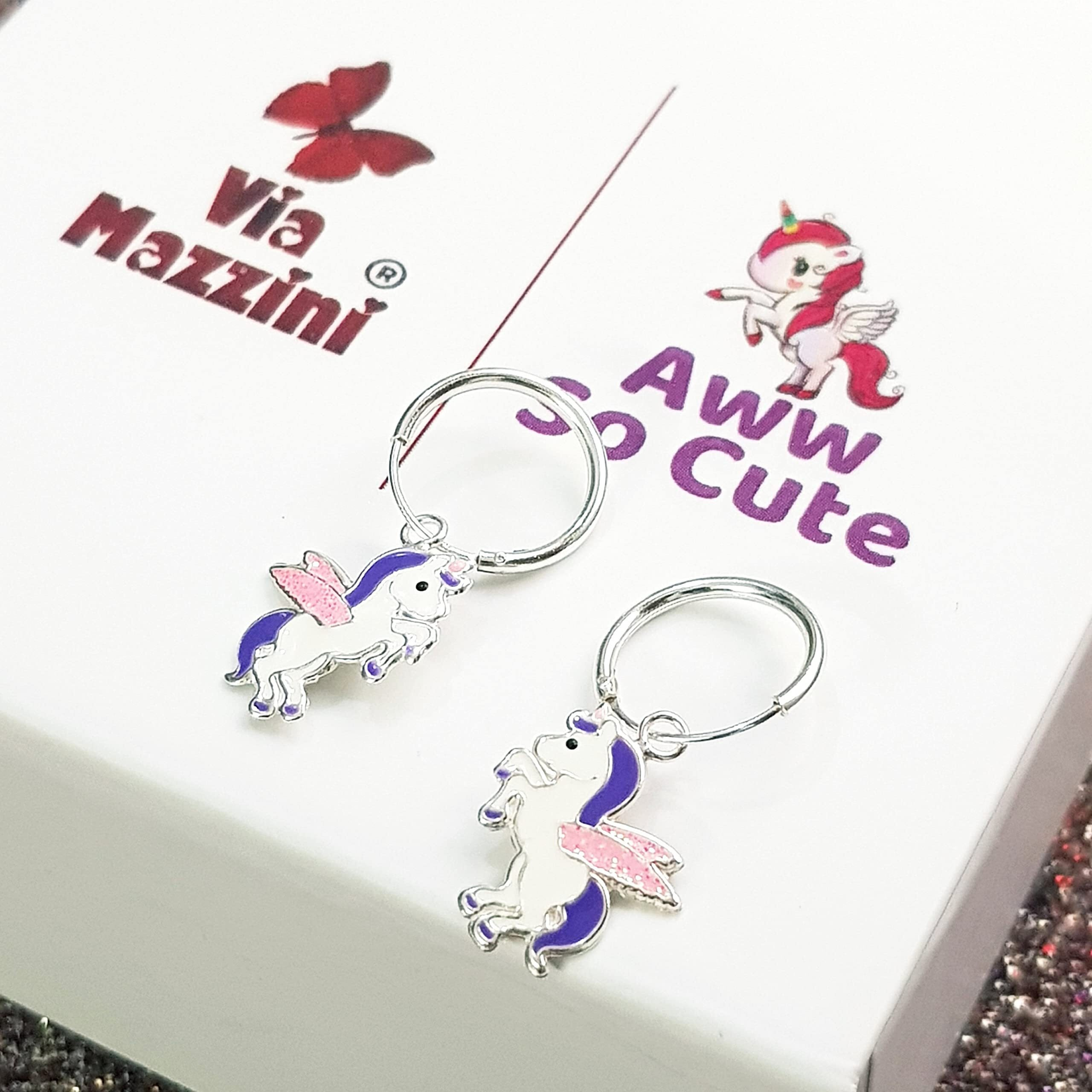 Aww So Cute 925 Sterling Silver Hypoallergenic Unicorn Hoop Earrings for Babies, Kids & Girls | Diwali Gift/Birthday Gift | Comes in a Gift Box | 925 Stamped with Certificate of Authenticity | ER1695