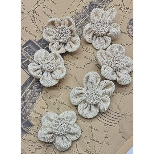 SATYAM KRAFT 12 Pcs Handmade Burlap Canvas Fabric Flowers Perfect for Home Decoration, Gift, Mandir Pooja Table, Cake Decor, Bouquet Making, Backdrop, DIY Art Craft, Diwali Items Material