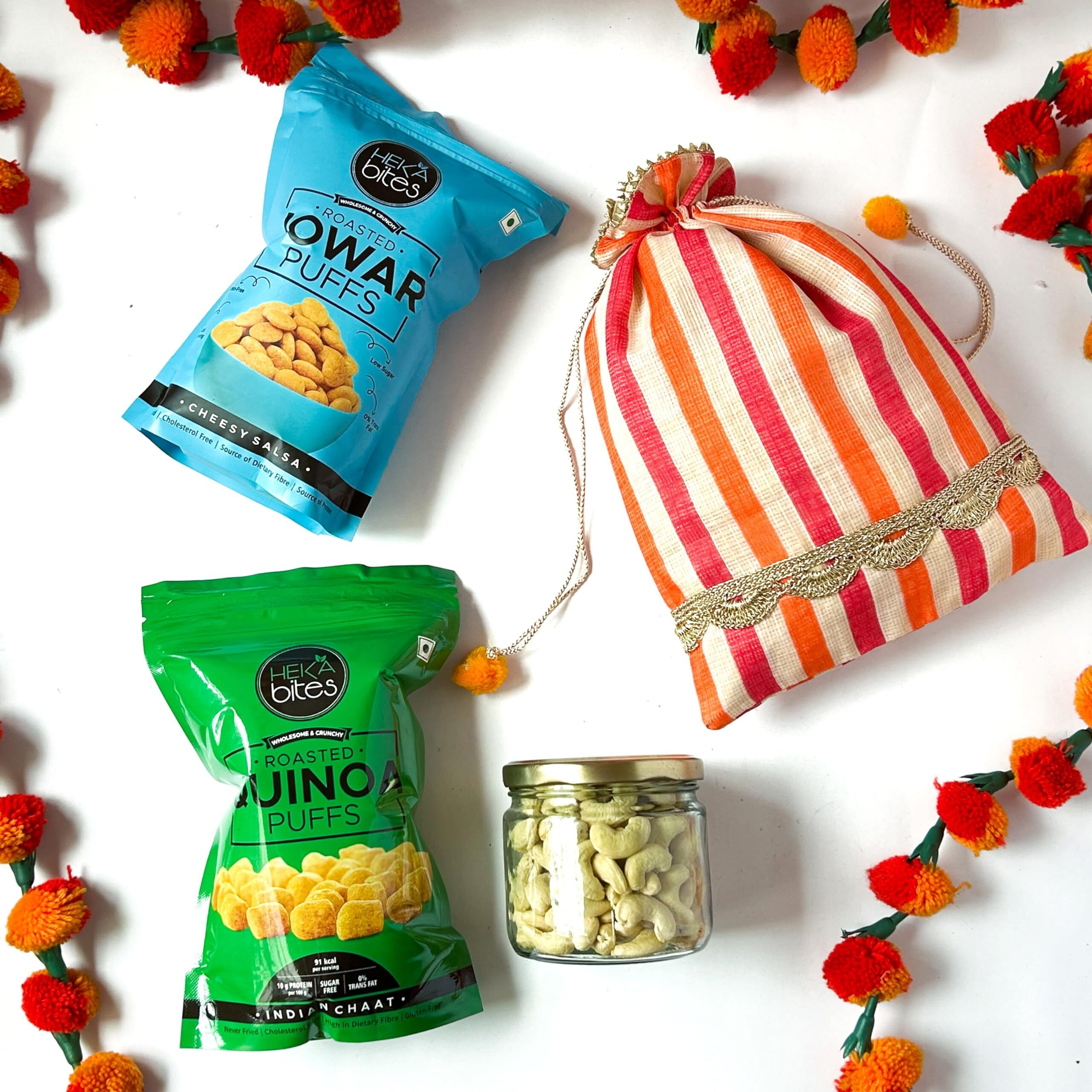 Heka Bites Diwali Gift for friends and family| Healthy Snacks Hamper with a beautiful card| Diwali Hamper