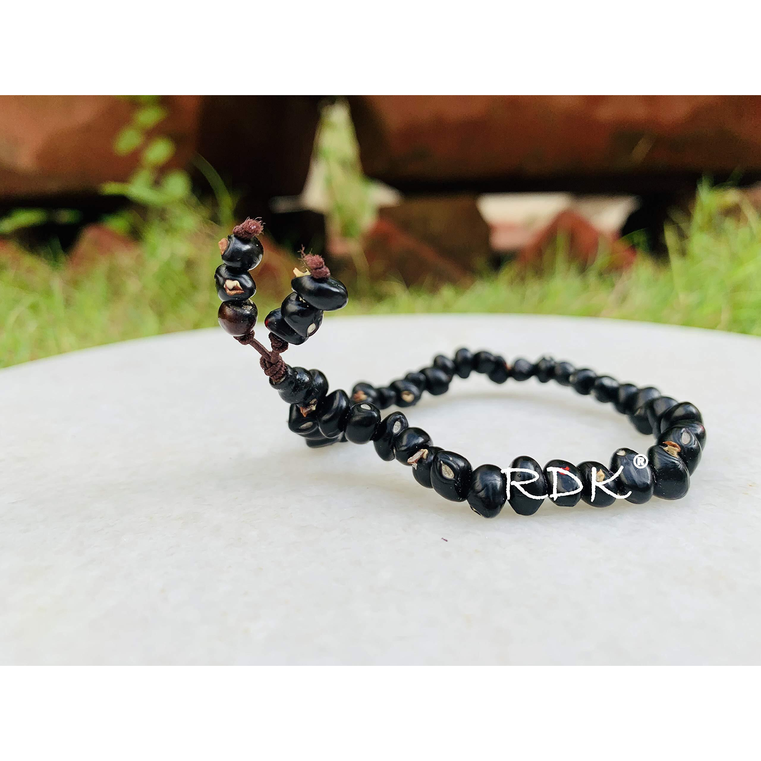RDK Natural Black Gunja Chirmi Seed Bracelet Chirmi Seeds For Lakshmi Upasana, Diwali, Pooja, Wealth Beads, Fang-Sue, Vastu For Unisex Adult (40 Beads With 6 Mini Bead)