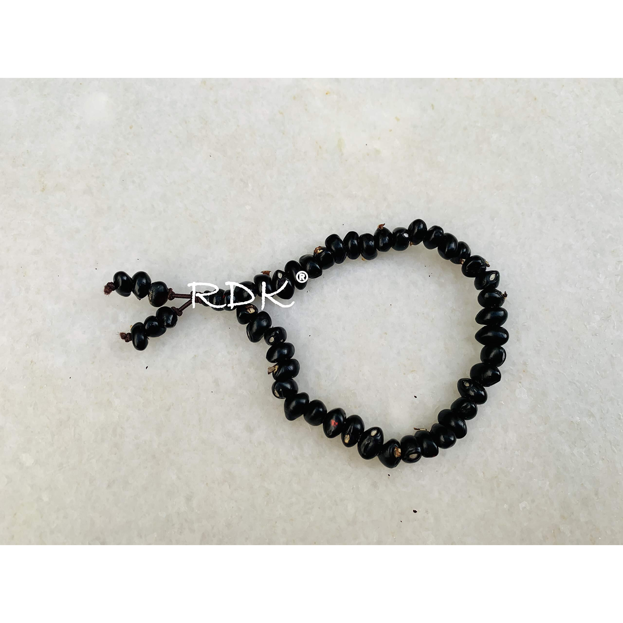 RDK Natural Black Gunja Chirmi Seed Bracelet Chirmi Seeds For Lakshmi Upasana, Diwali, Pooja, Wealth Beads, Fang-Sue, Vastu For Unisex Adult (40 Beads With 6 Mini Bead)