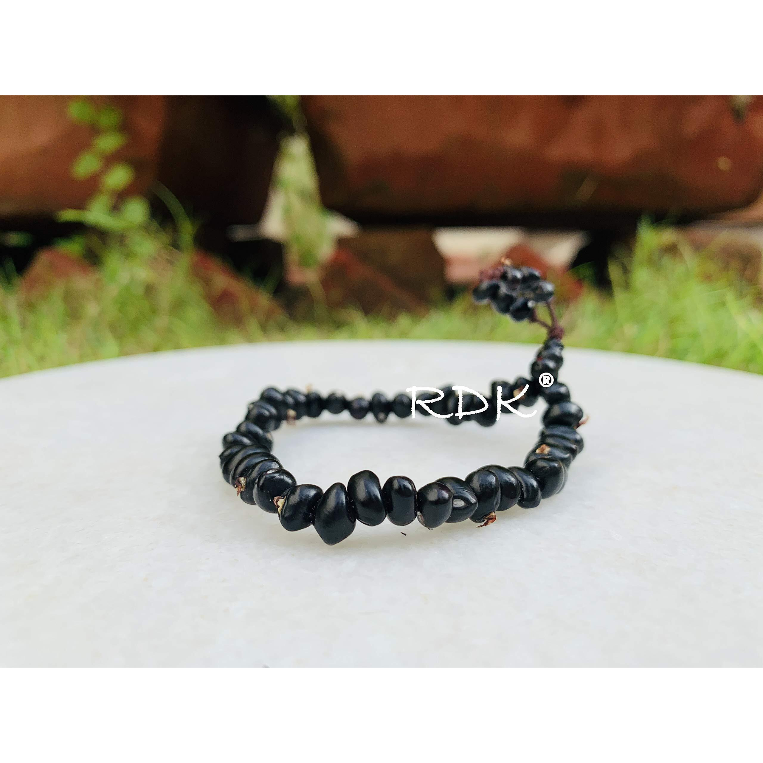 RDK Natural Black Gunja Chirmi Seed Bracelet Chirmi Seeds For Lakshmi Upasana, Diwali, Pooja, Wealth Beads, Fang-Sue, Vastu For Unisex Adult (40 Beads With 6 Mini Bead)