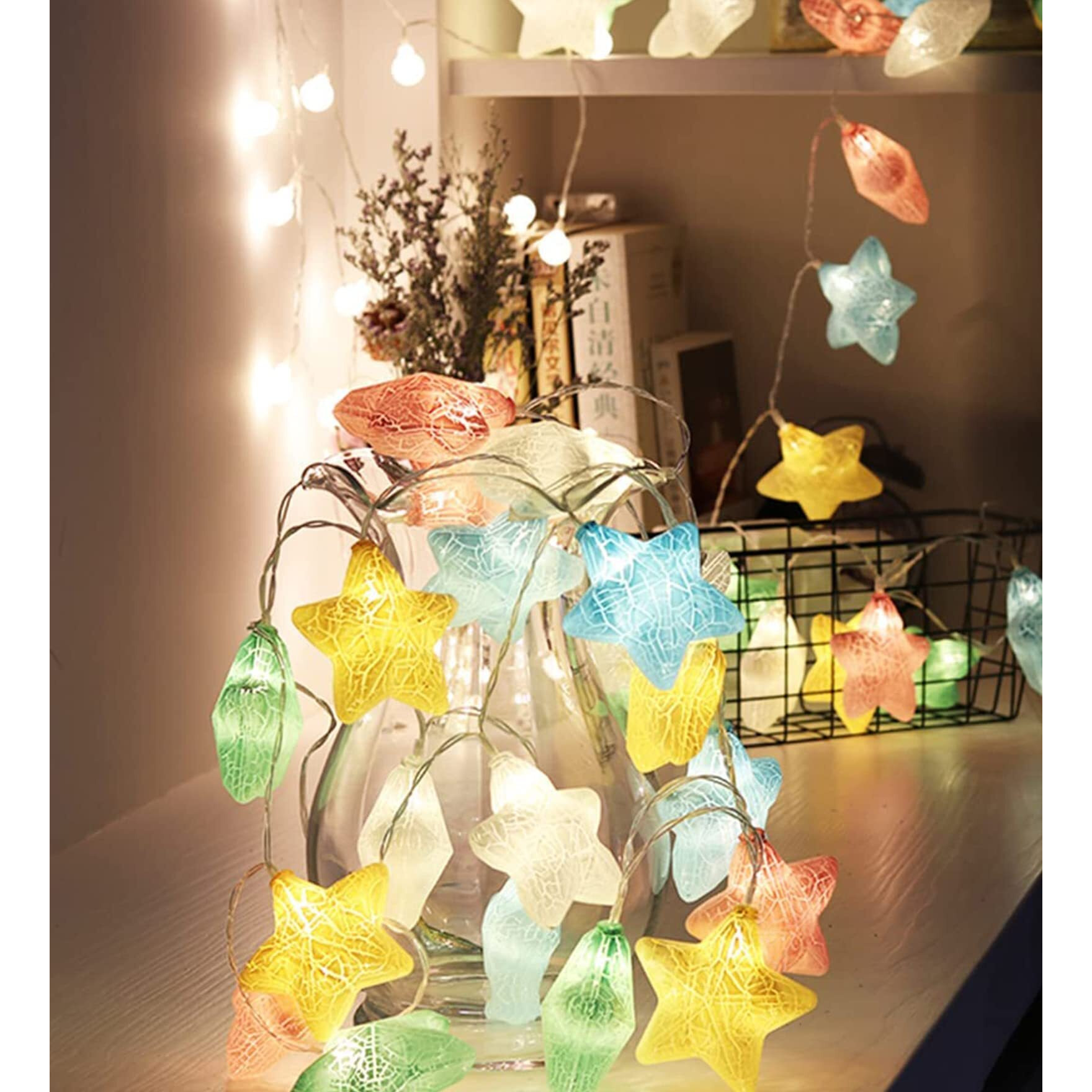 The Purple Tree Decorative Colorful Star 20 LED Star String Lights for Indoor Outdoor Home Party Diwali Christmas Decoration (Warm White, 3 m) , Cute Led Lights , Star Light , Diwali Light