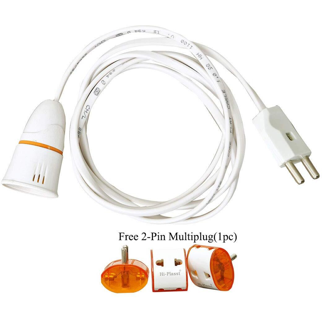 Hi-PLASST Bulb-Holder & 2-Pin Plug (4mtr) flat 2 core wire 1 Sq mm For Multipurpose Use, DIYs, Festive Decorations, Diwali, Christmas